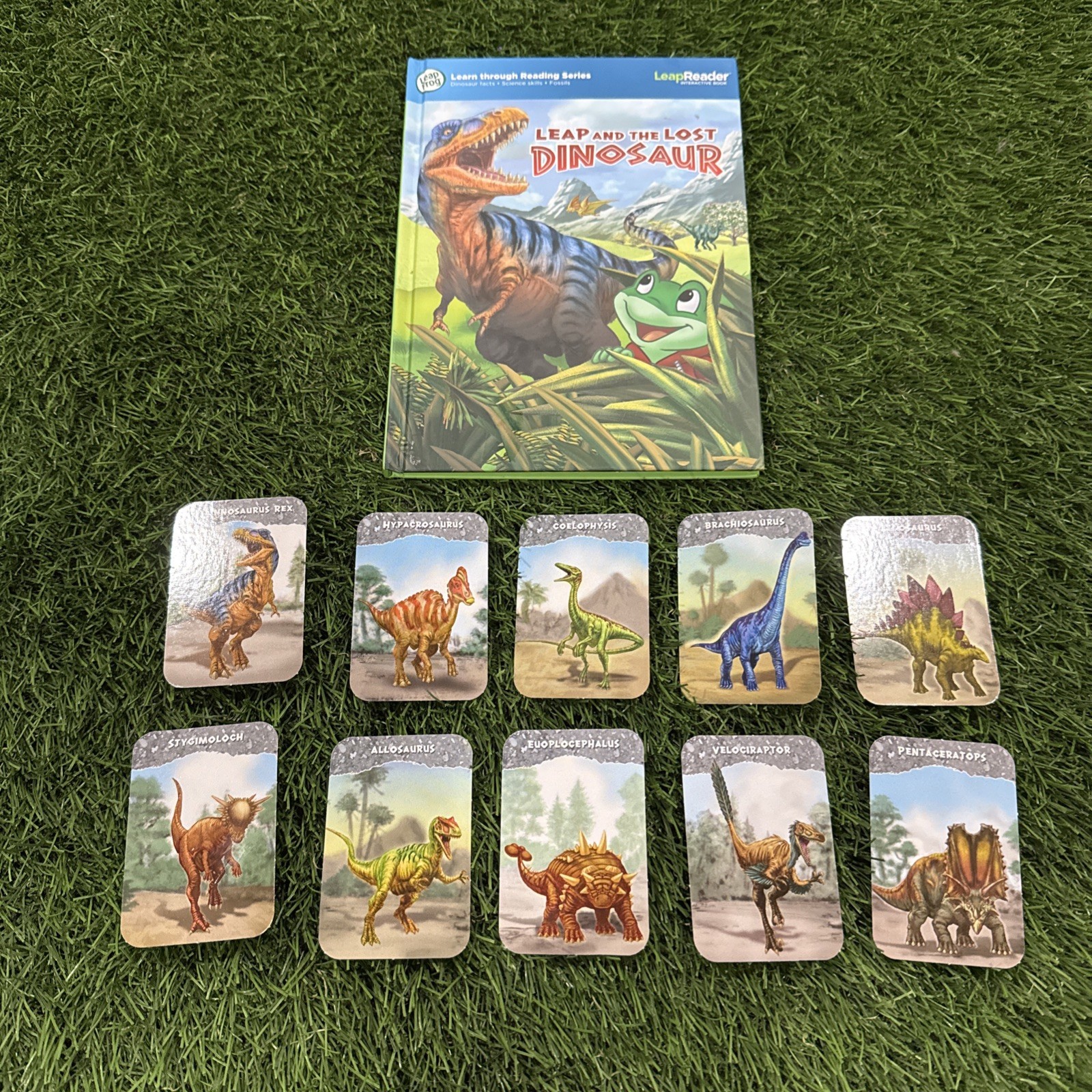 LeapFrog Tag, LeapReader book — LEAP AND THE LOST DINOSAUR 🦖 with 10 cards