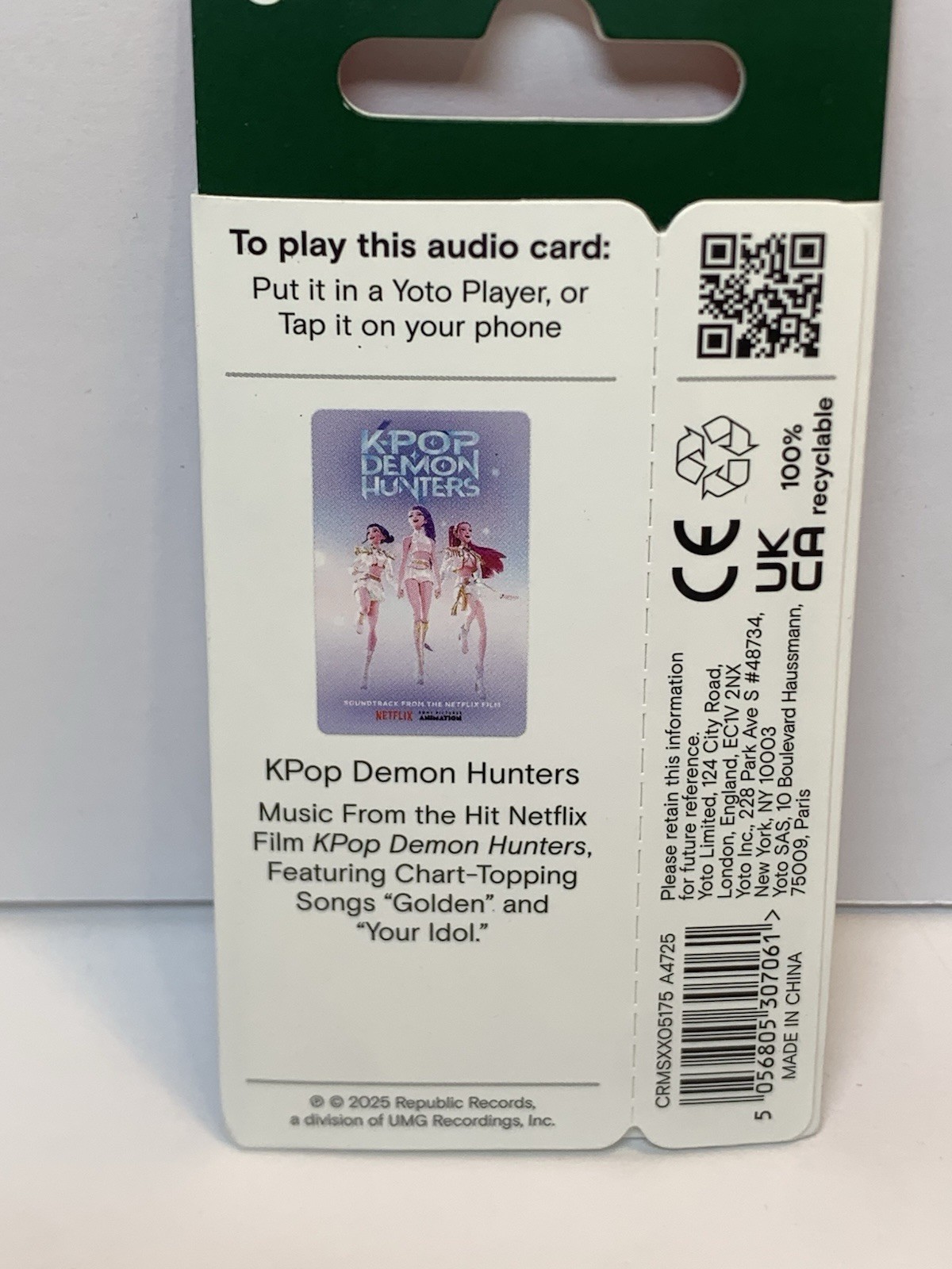 Yoto Audio Card K-Pop Demon Hunters ~ Music from the Hit Netflix Film NEW