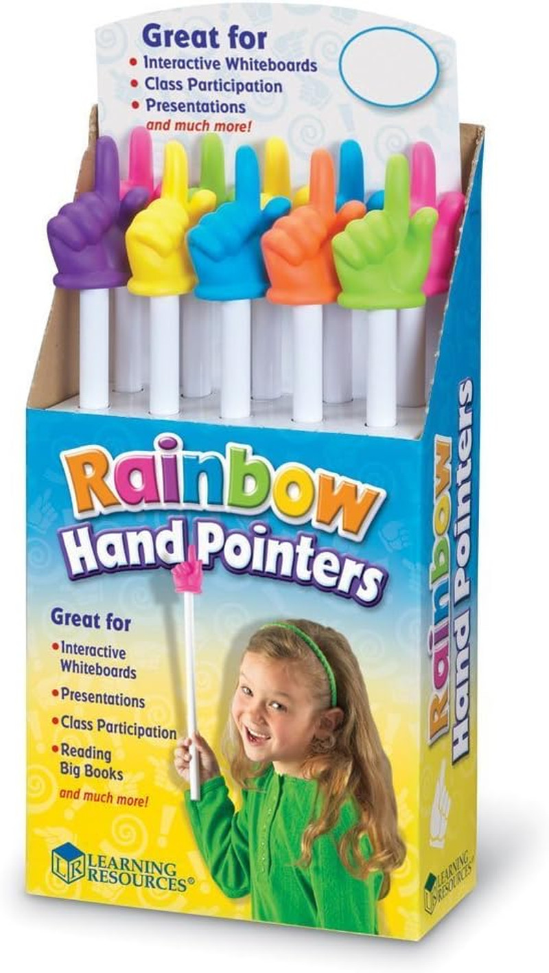 15 Inch Rainbow Hand Pointers, Set of 10 – Pointer Finger Stick for Classroom, F