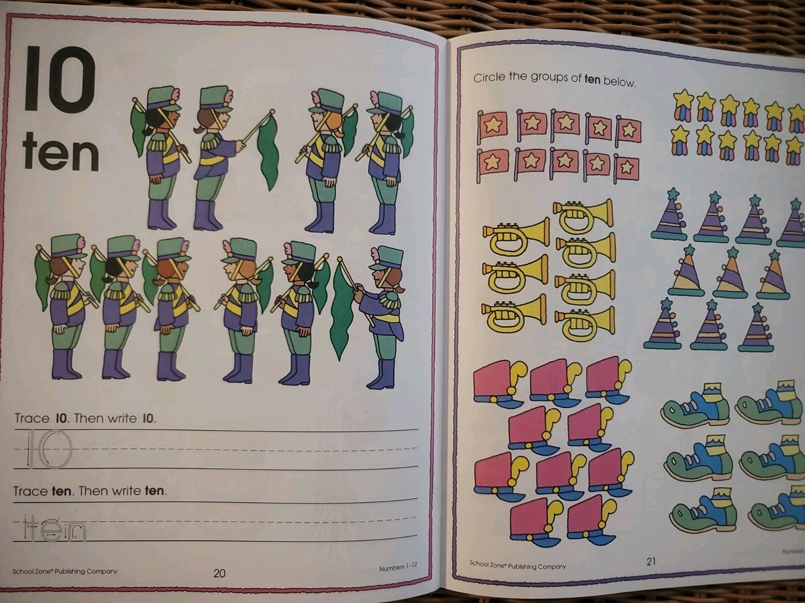 Math Workbook Grades K-1 Numbers 1-12 1996 School Zone Counting Vtg