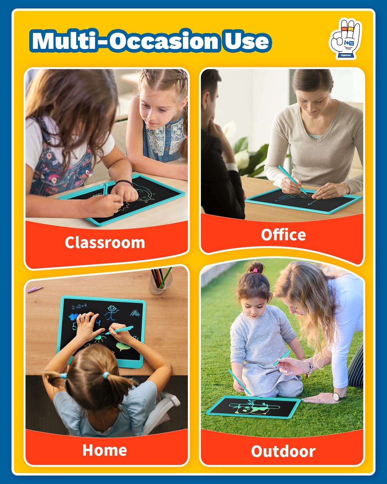 TEKFUN 15″ LCD Writing Tablet for Kids, Large Drawing Pad for Boys & Girls, S…