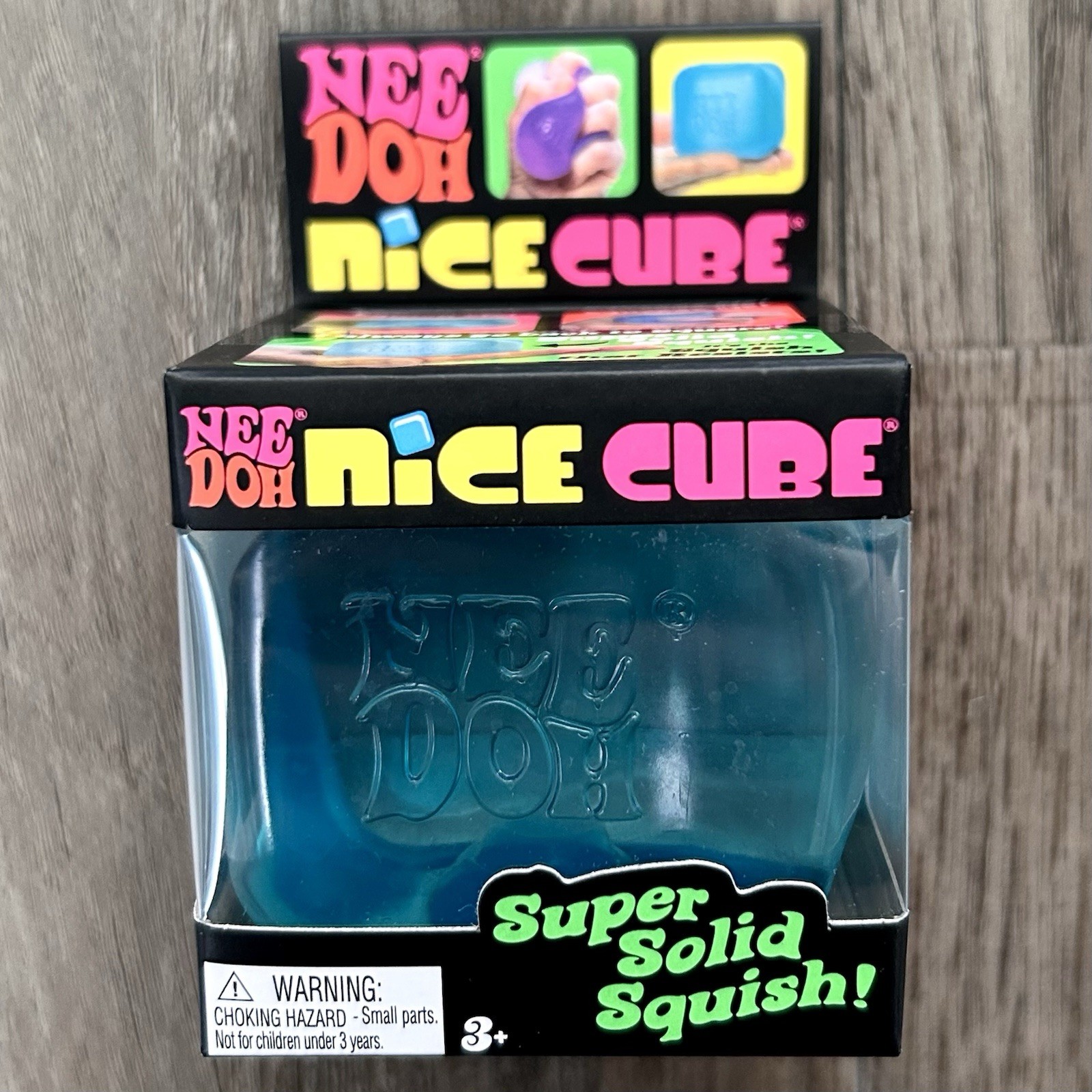 Brand New Needoh Nice Cube Blue Schylling Squeeze Toy Super SolidSquish 2.25″