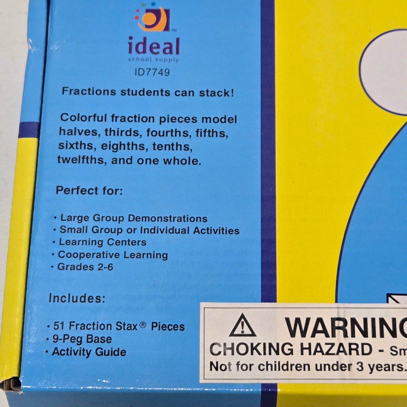 VTG Ideal Fraction Stax Math Manipulatives Learning Grades 2-6 Carson-Dellosa