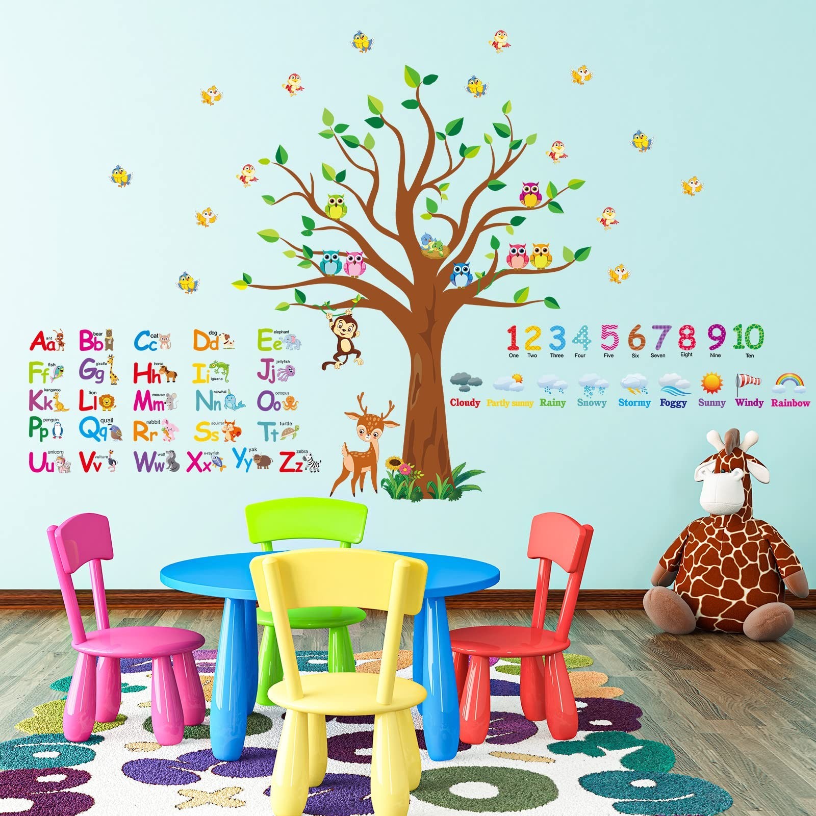 Pajean 4 Sheets Alphabet & Number Wall Decals for Kids Numbers Learning Child…