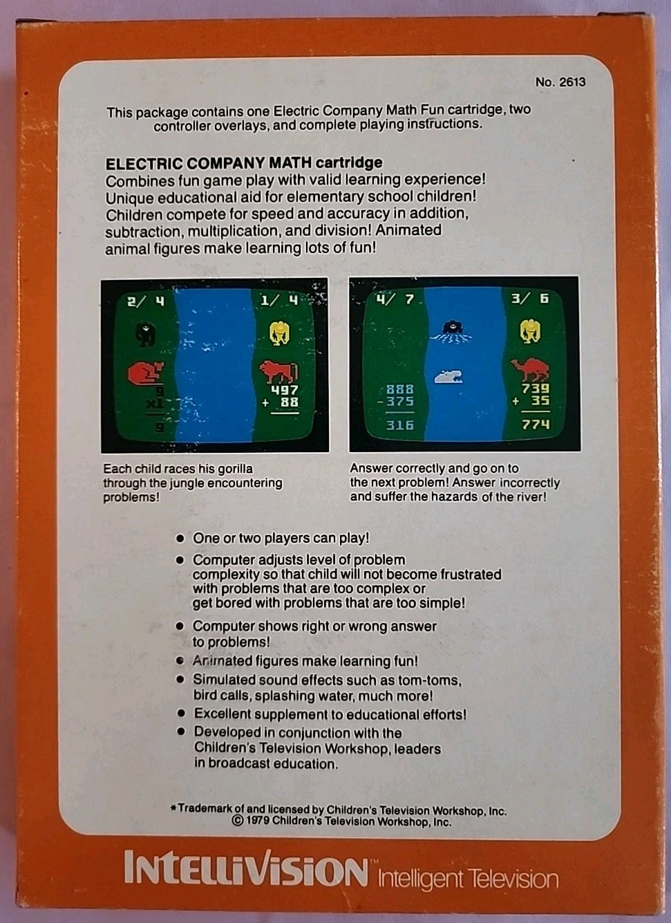 Intellevision The Electric Company Math Fun In Box 2 Overlays Manual CIB