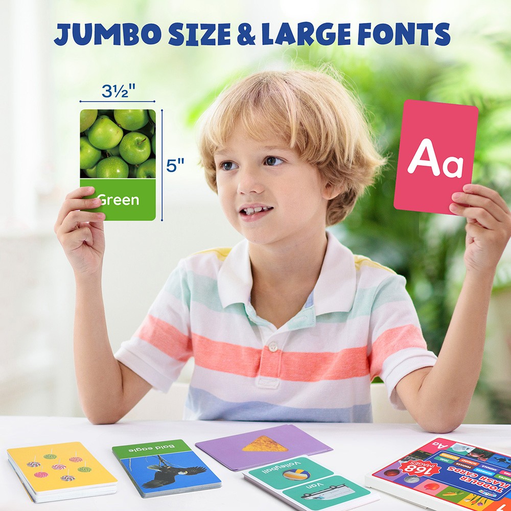 84 Double-Sided 168 Images Educational Flash Cards Alphabet Number Animal Shape