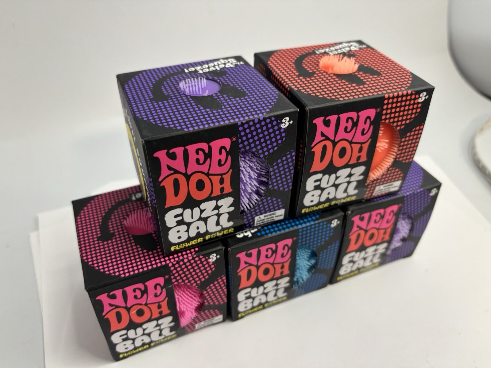 Nee Doh Needoh FUZZ BALL The Velvet Squeeze Fuzzball Lot Of 5 BRAND NEW Squishy
