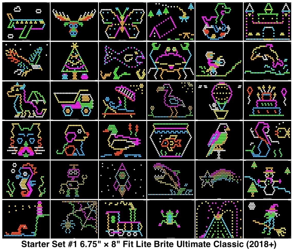 36 Starter Pack – Template Refills for Lite Brite Ultimate Classic And Original