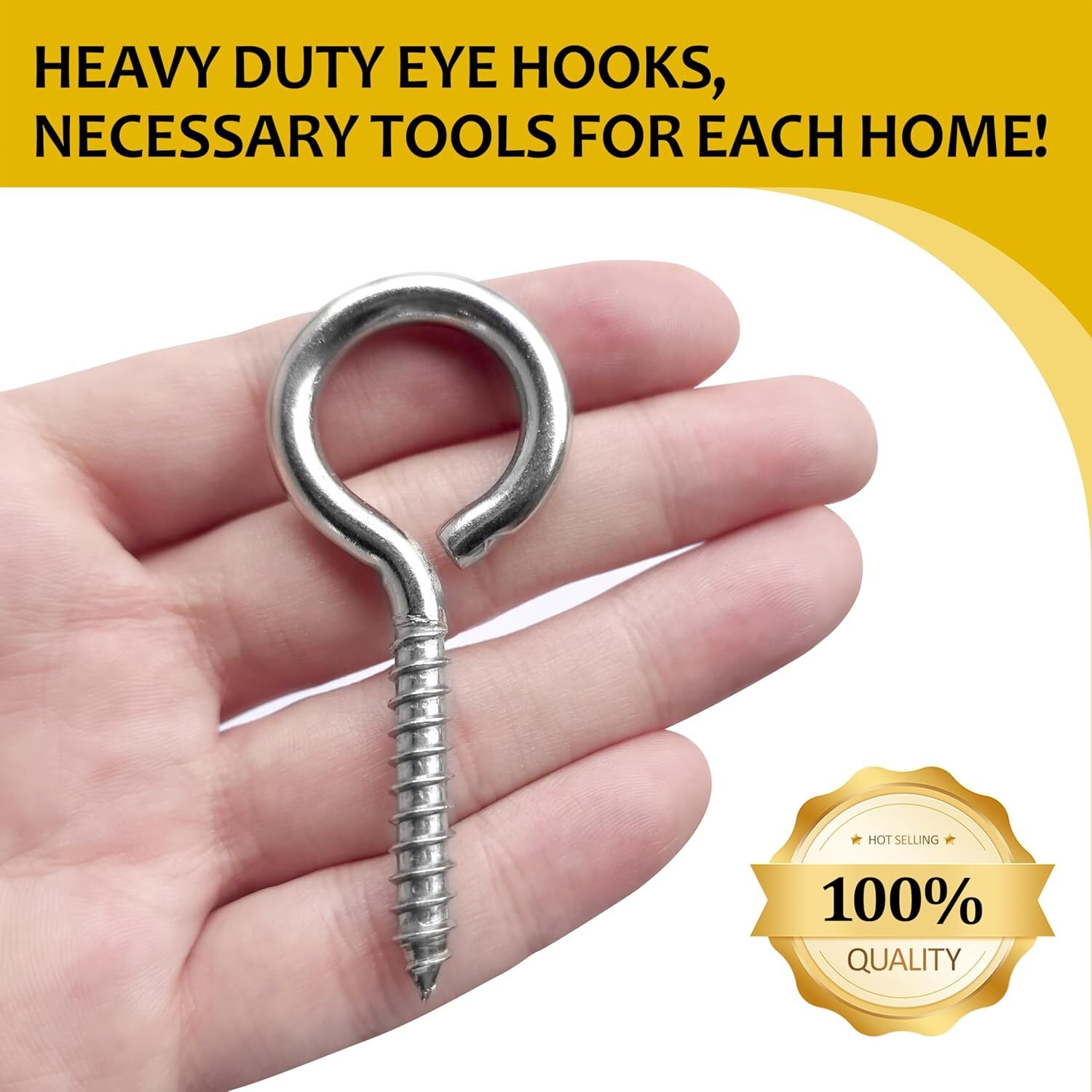 12 Pcs Screws Eye Hooks 2.56 Inch 304 Stainless Steel Heavy Duty Eye Hooks