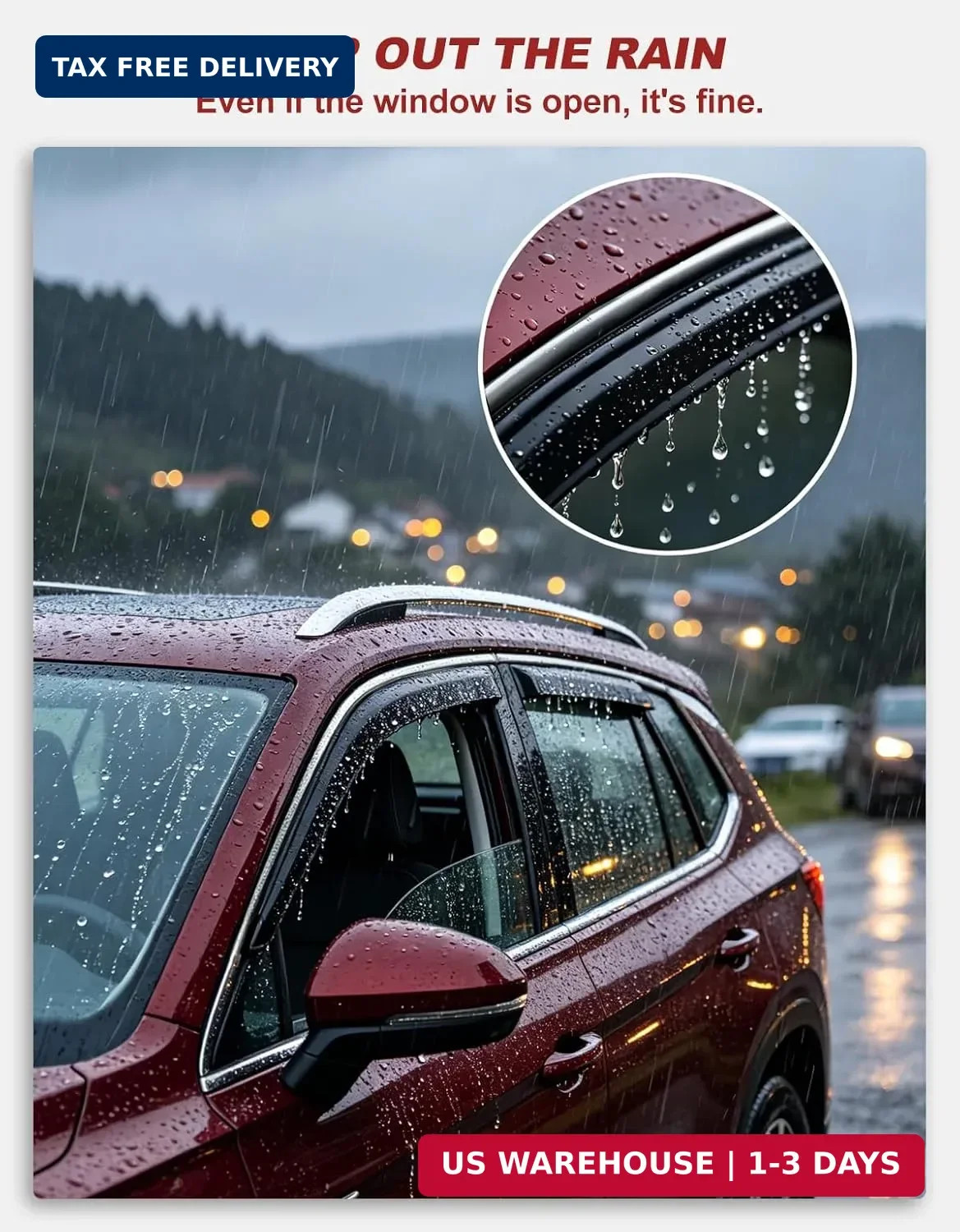 in-Channel Window Rain Guards Fit for Jeep Grand Cherokee(Limited) 2011-2021 Ext