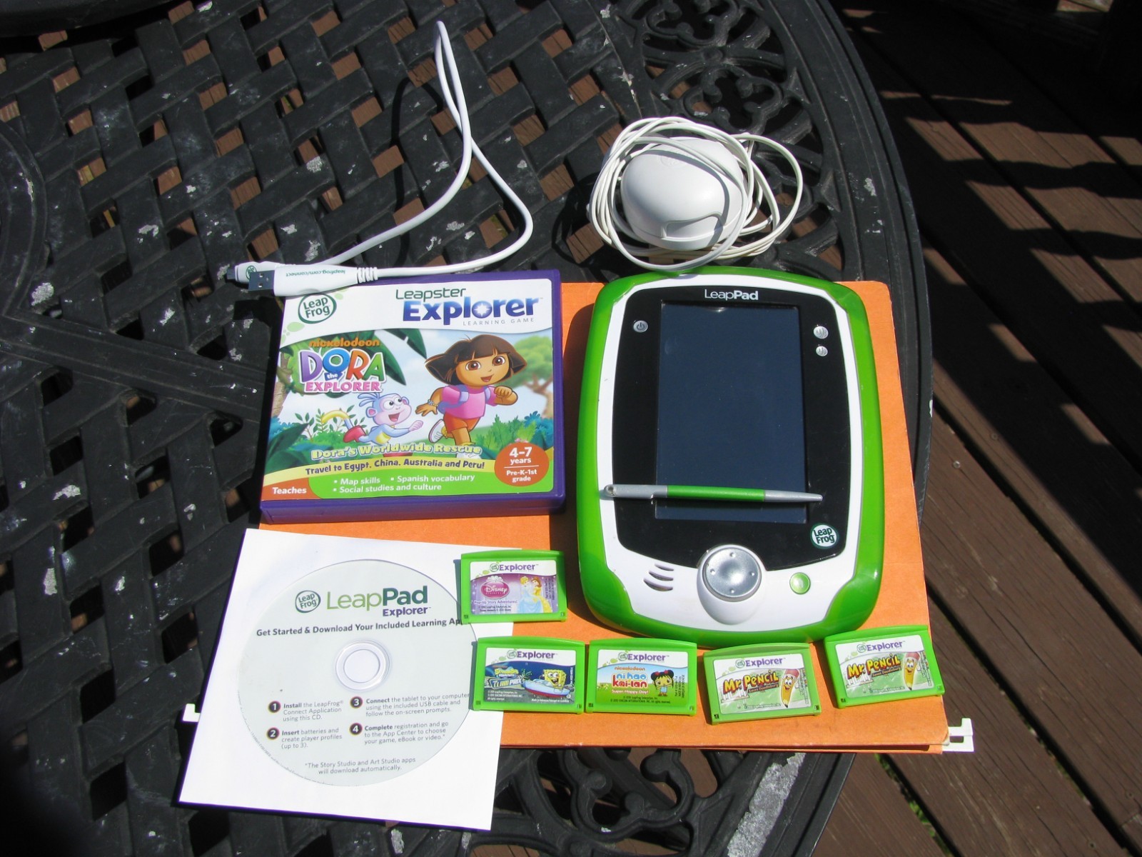 Leap Frog LeapPad Explorer Kid’s Tablet w/Cover, 6 Games, CD & Cords – Tested