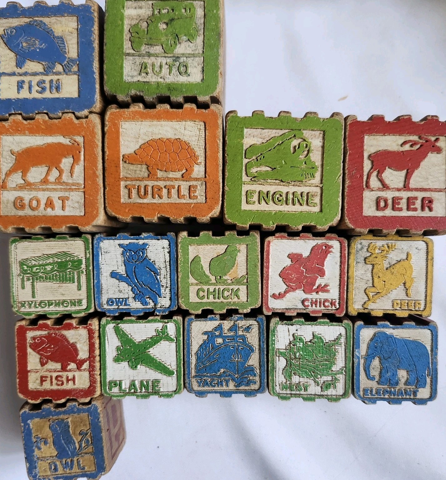 Vintage 1950s Halsam Hi-Lo Interlocking Safety Blocks Partial Set 18 Wooden ABC