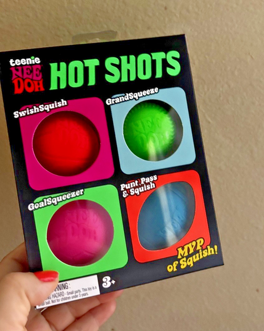 NeeDoh Teenie HOT SHOTS 4-pack, Nee Doh Mini Squishy Stress Balls, Set Of Four