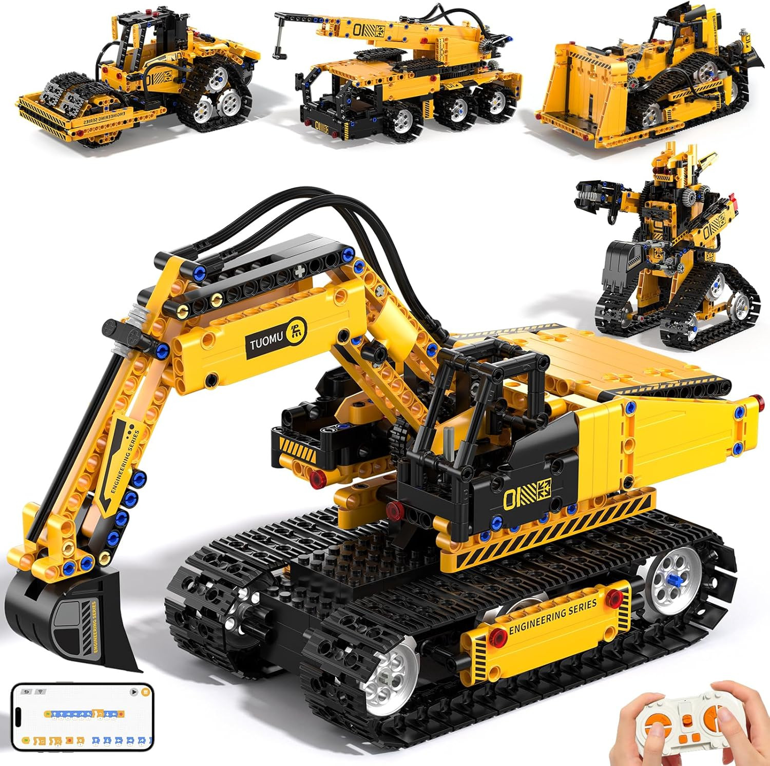 5 in 1 Building Toys STEM Robotics Kit for Kids 6-14, Remote & APP Controlled