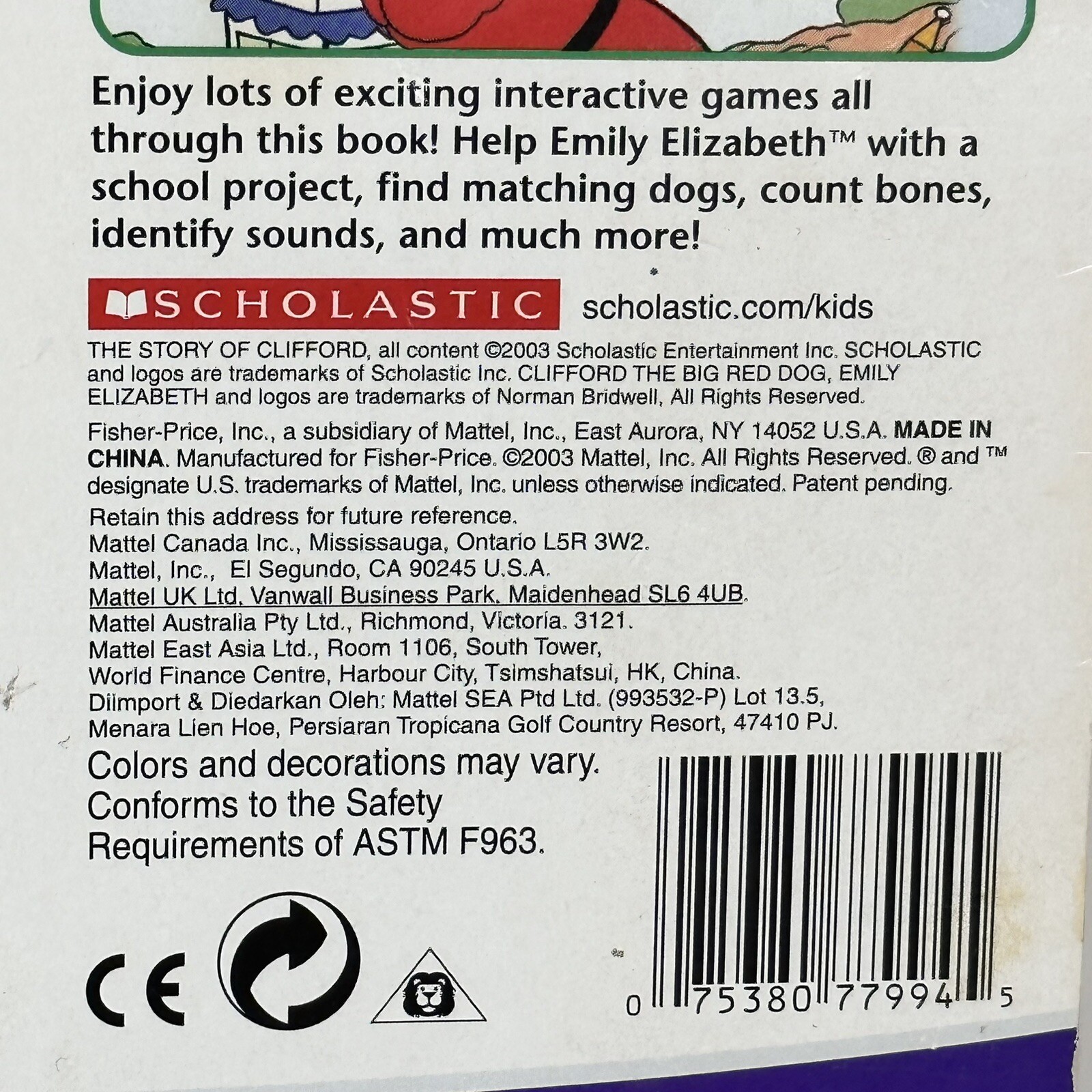 Vtg Power Touch Clifford The Big Red Dog Fisher Price Learning Book & Cartridge