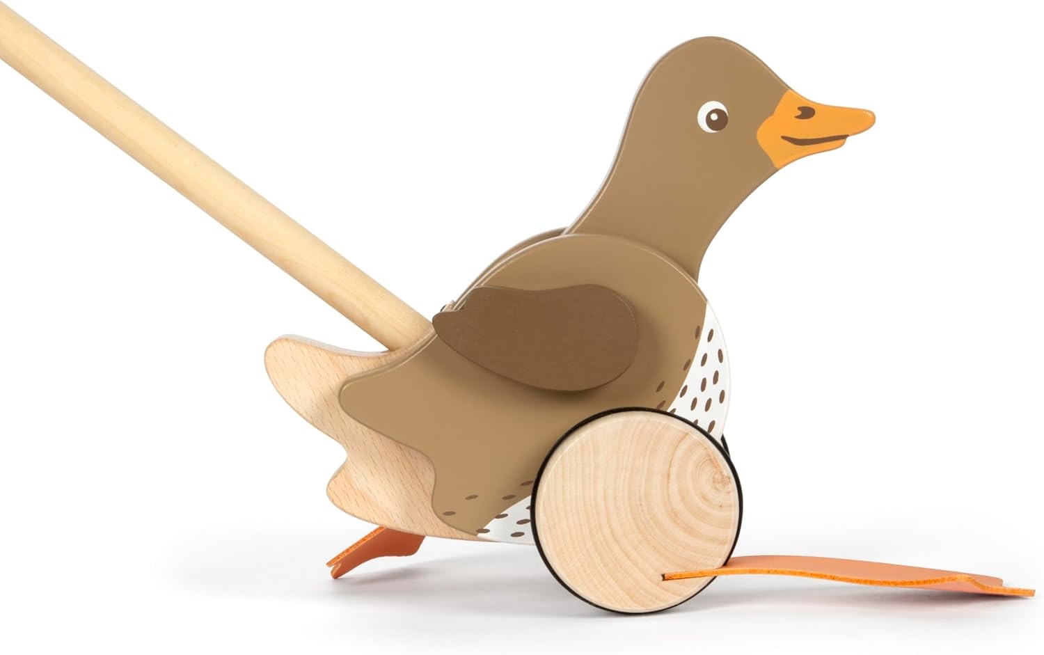 small foot Push-Along Duck, Wood, Moving Head, Helps with Learning, Walking aid,