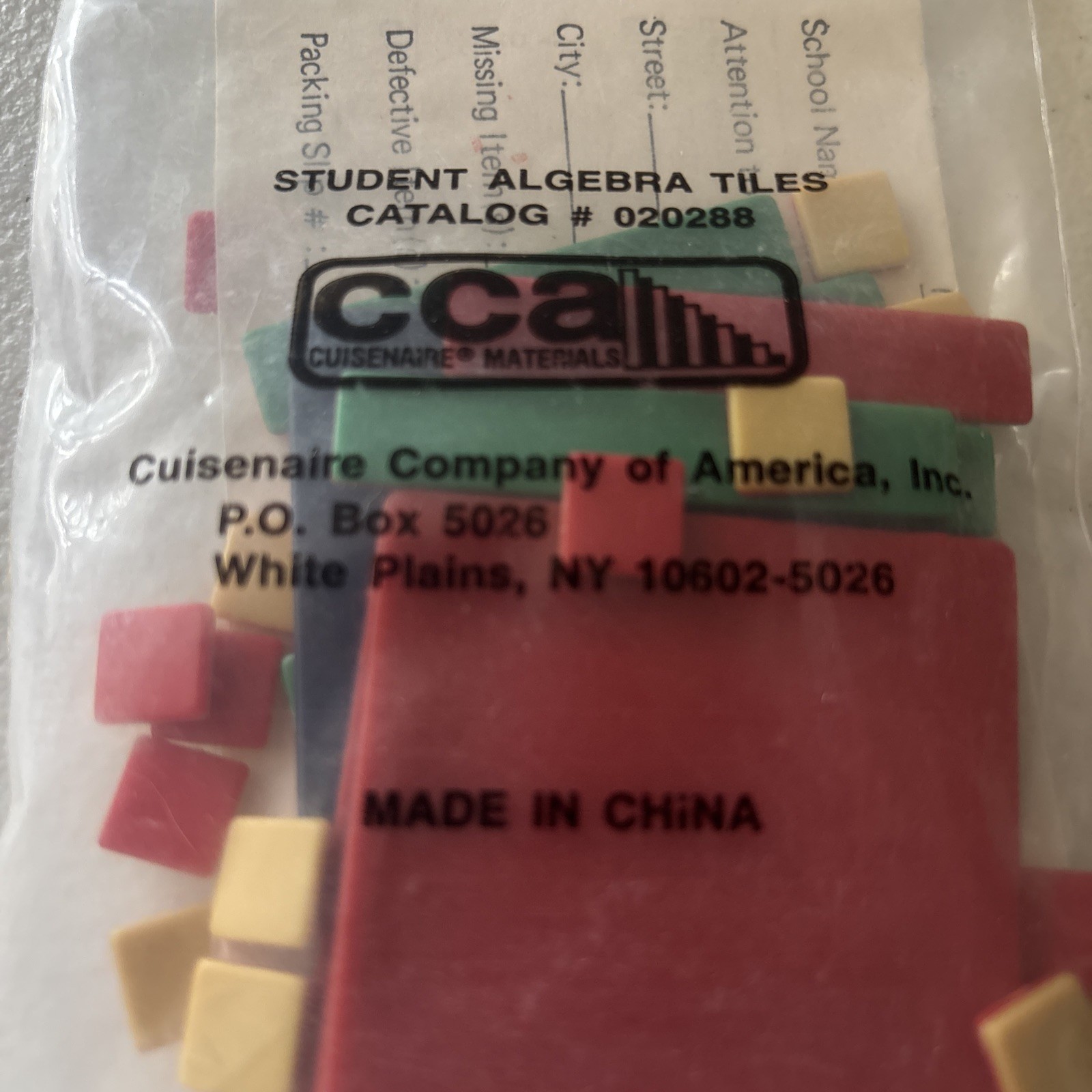 CCA Student Algebra Tiles #020288 Cuisenaire Company of America, Inc. Math Tiles