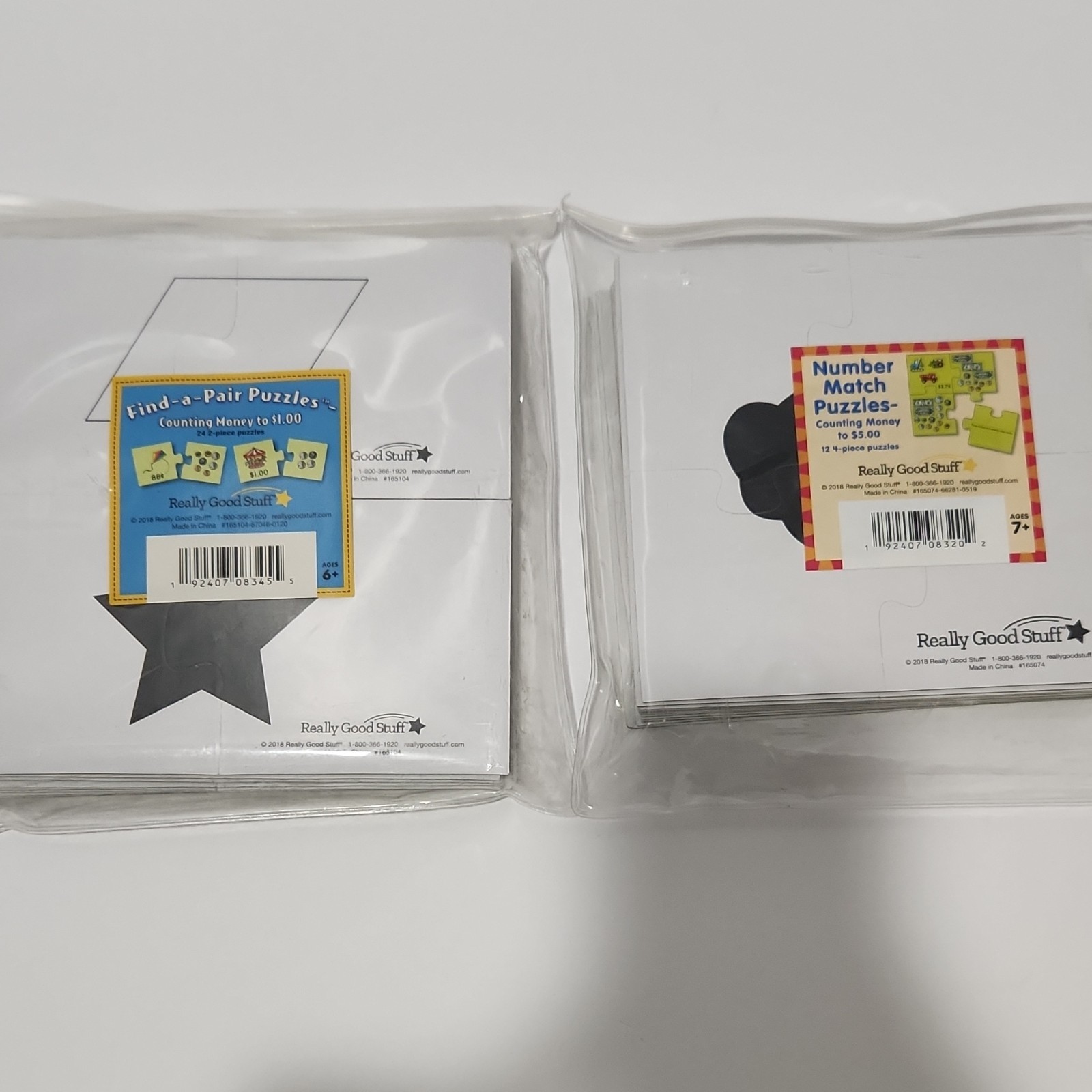 Really Good Stuff Find-a-Pair Number Match Money Puzzles Ages 6-7 165104 165074