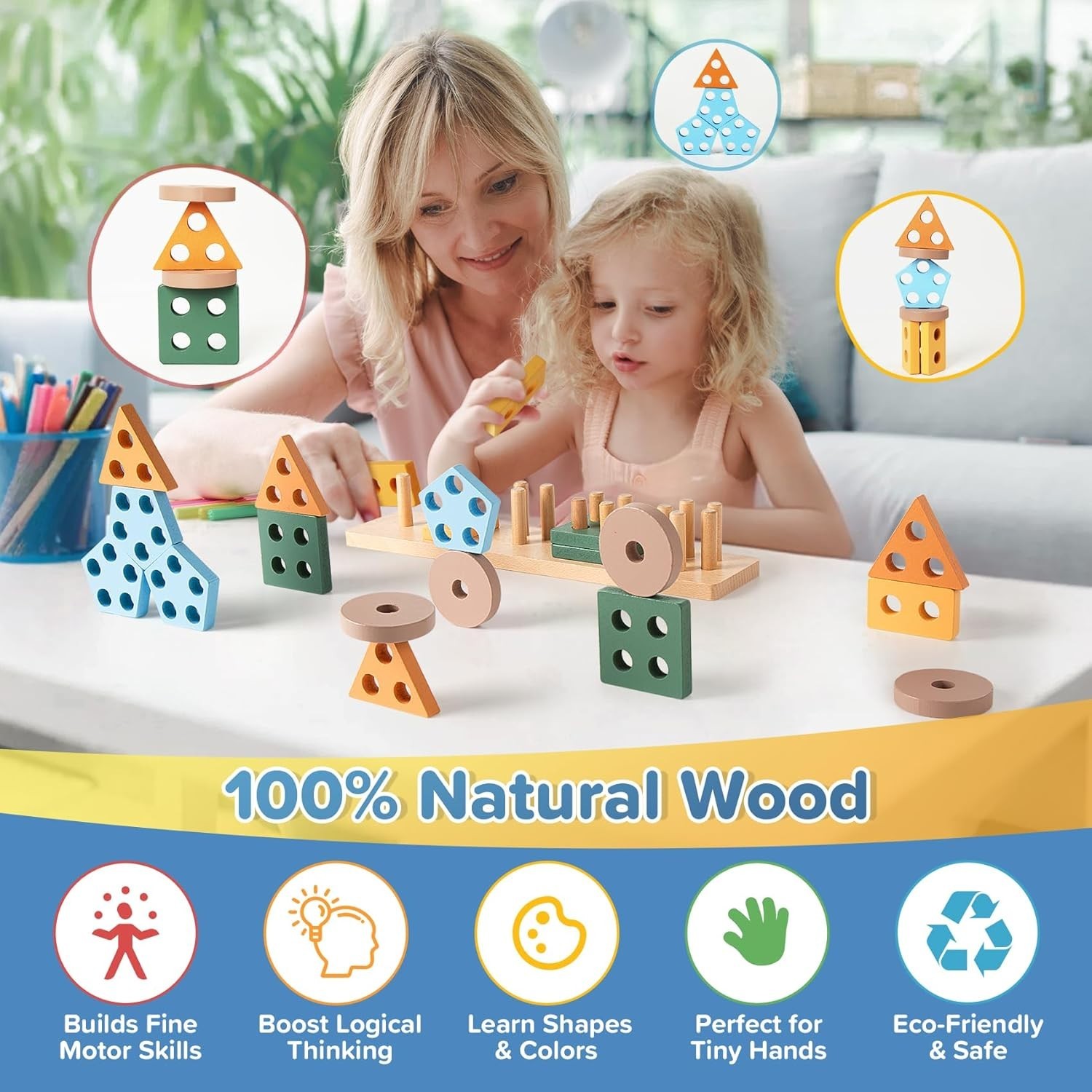 7‑in‑1 Montessori Baby Toys for 6‑12 Months & 1+ Years, Infant Sensory Teething