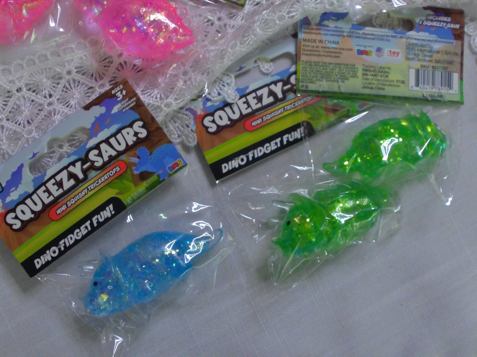 RMS CRAZY FUN Squeezy-Saurs MINI Squishy Dinosaurs LOT of 9 ~ Stress Relieving