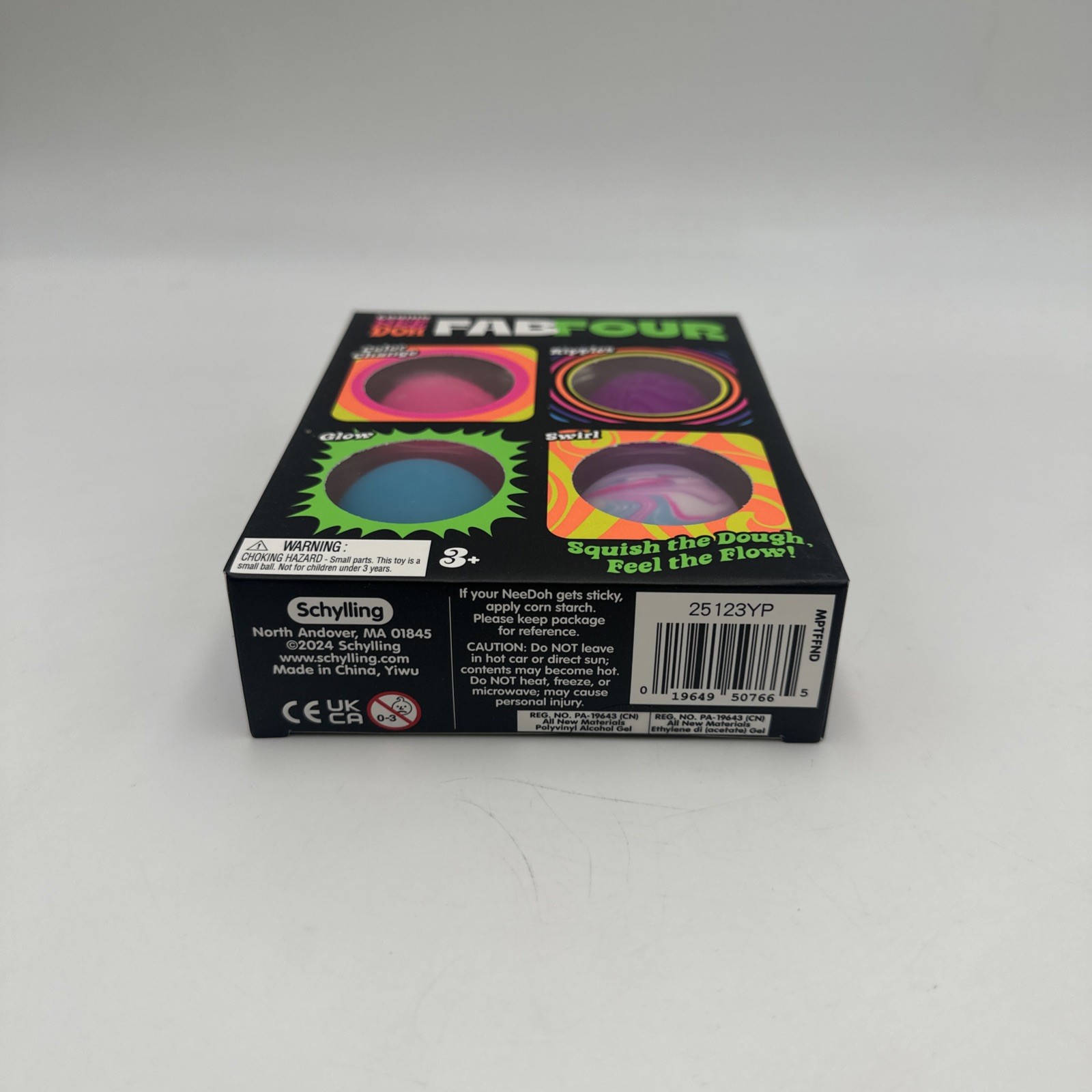Needoh Teenie Fab Four 4-Pack Nee Doh Color Change Ripples Glow Swirl Read Dear