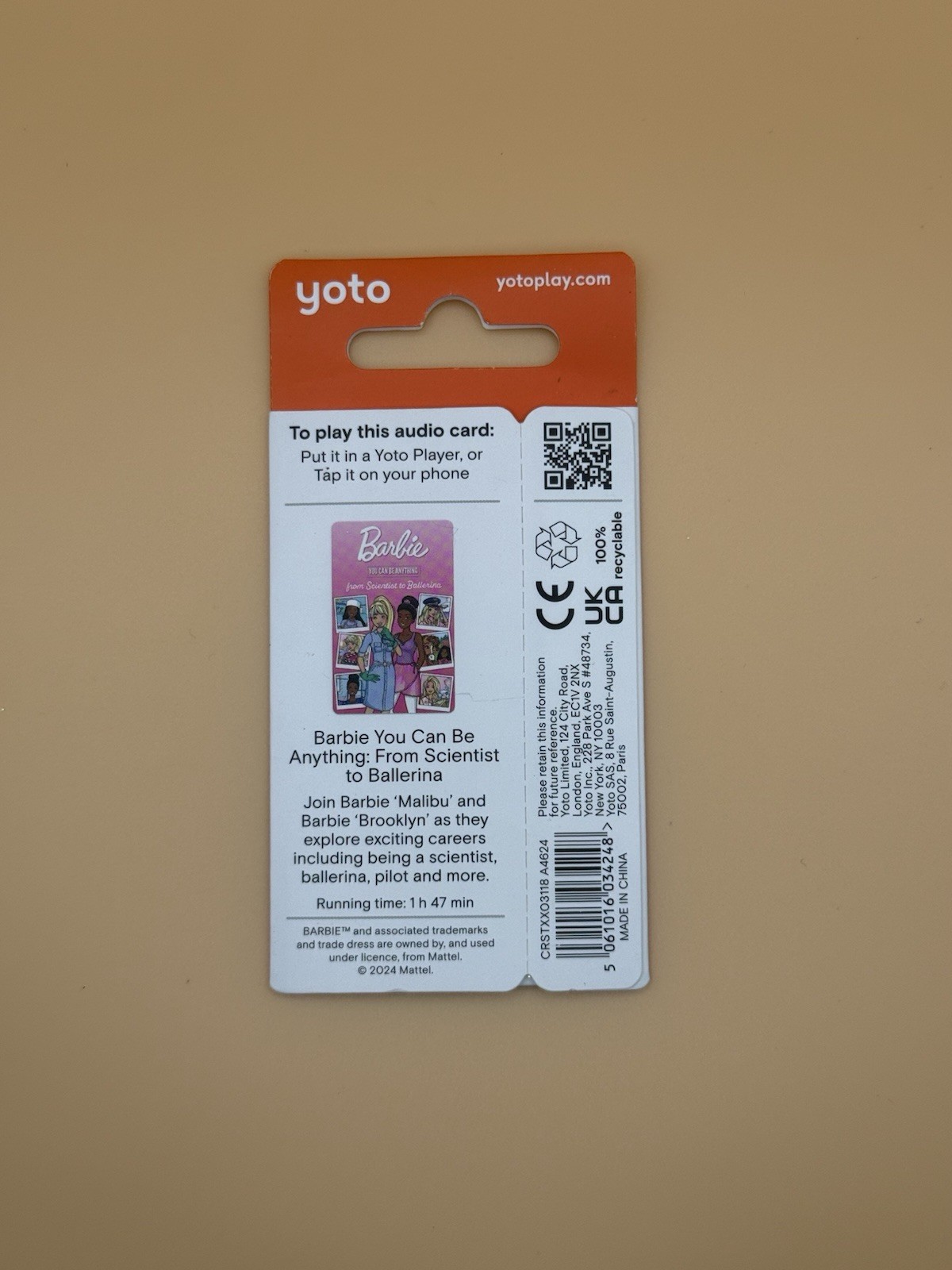Yoto Audio Card: Barbie You Can Be Anything – From Scientist to Ballerina (2024)