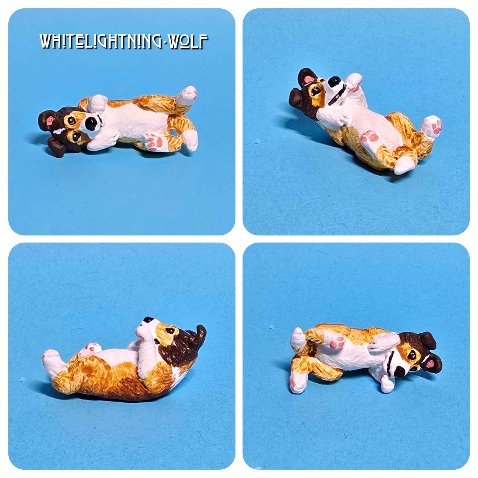 OOAK Custom Vintage Puppy In My Pocket Collie Dog Pups Toy Animal Figure -BELLA-