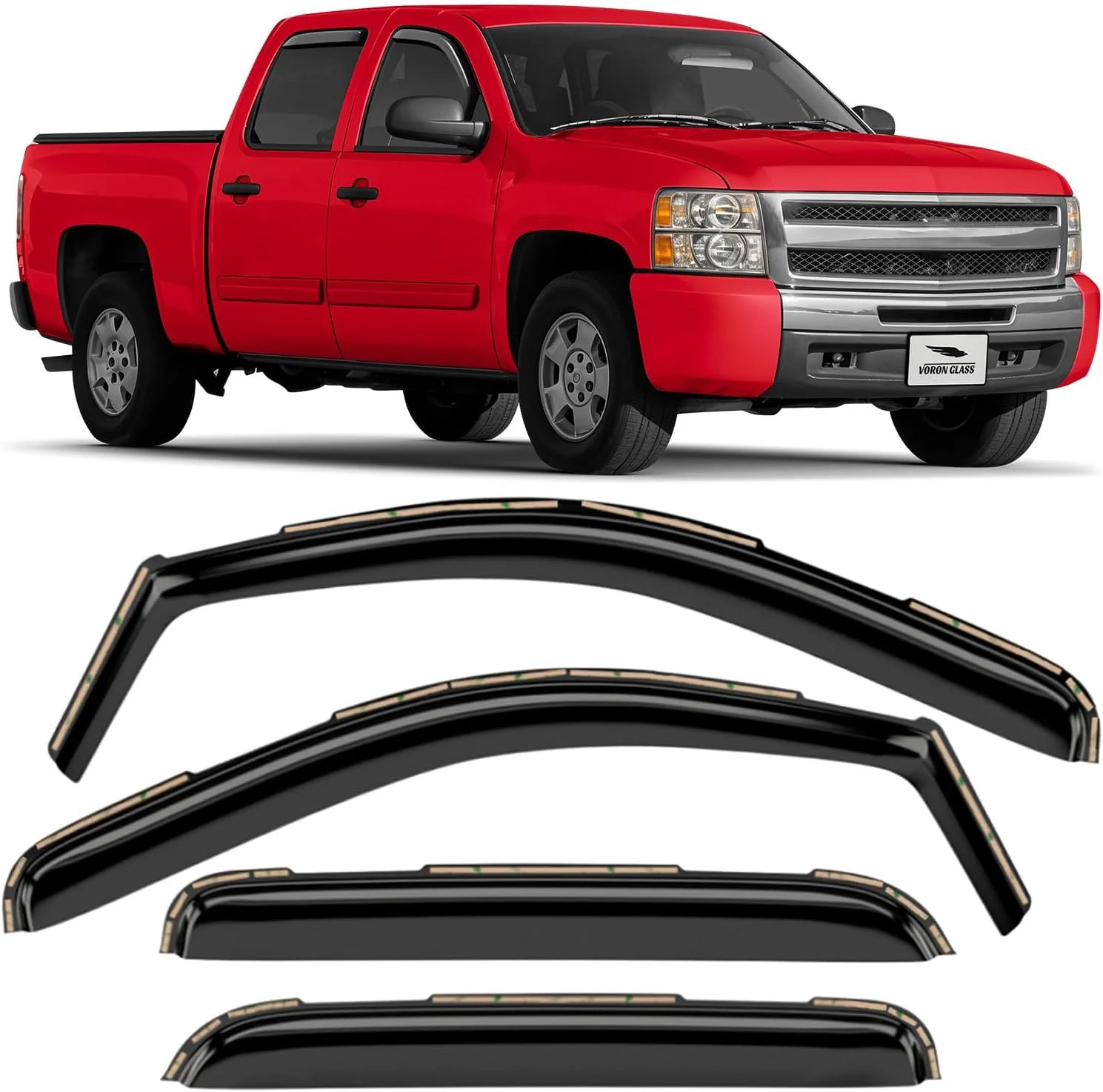 Voron Glass in-Channel Extra Durable Rain Guards for Trucks Chevrolet (Chevy) Si