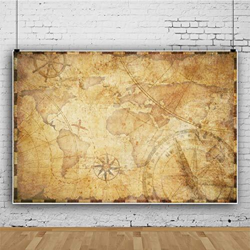 Vintage Old Travel World Map Backdrop Parchment Map Pirate 6x4ft NBK34468
