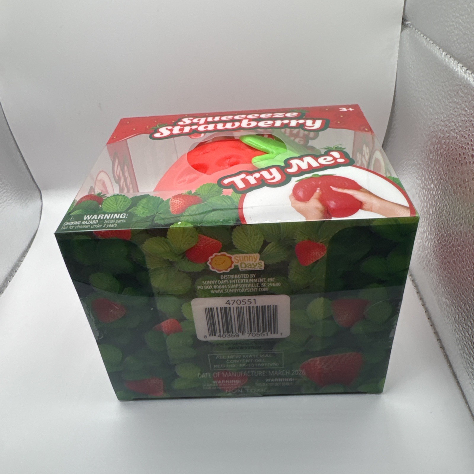 Sunny Days Squeeeeze Strawberry Tactile Squishy Squeeze Toy Red/Green