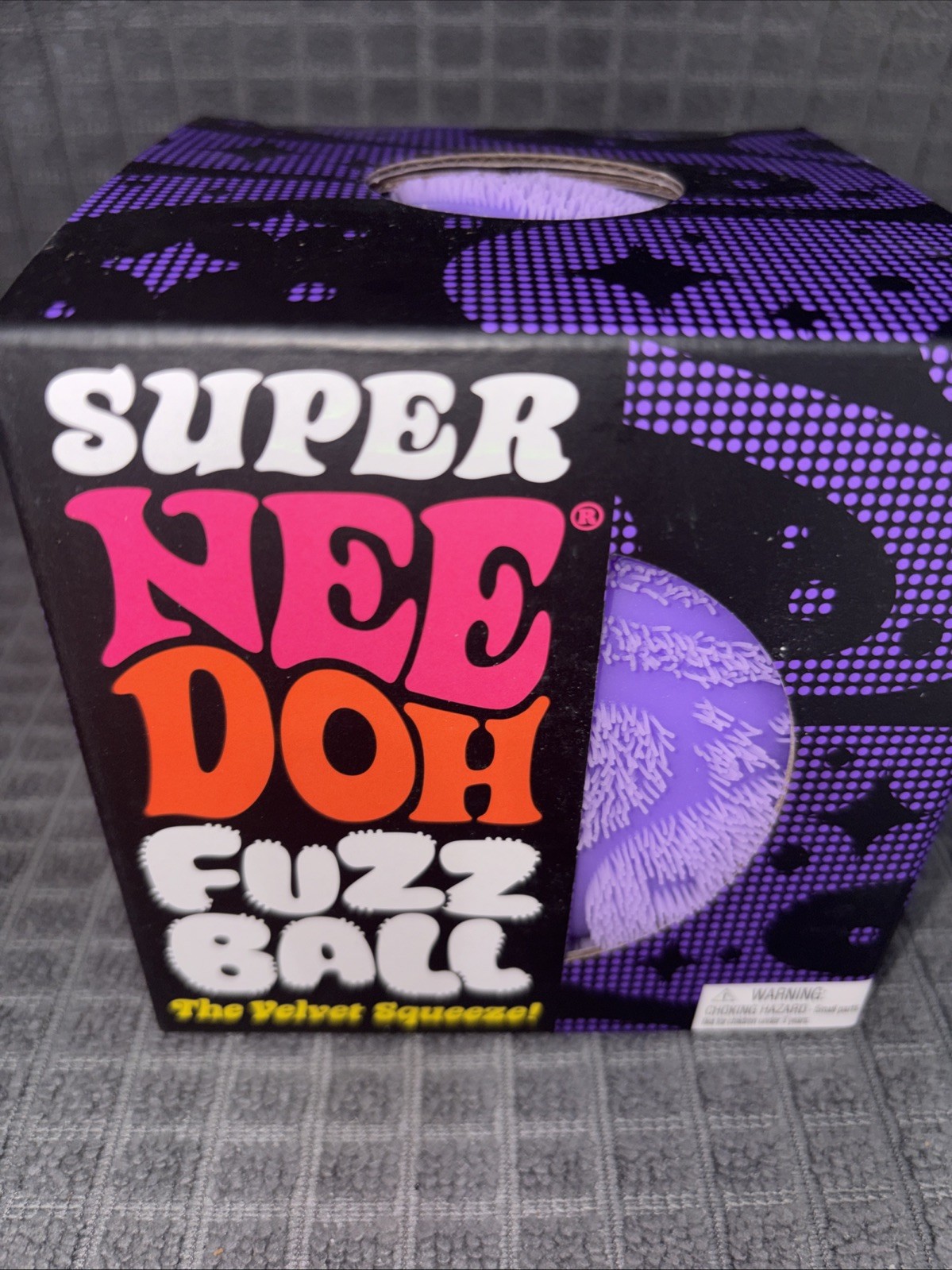 Schylling Nee Doh SUPER FuzzBall The Velvet Squeeze Purple Sensory Toy AUTHENTIC
