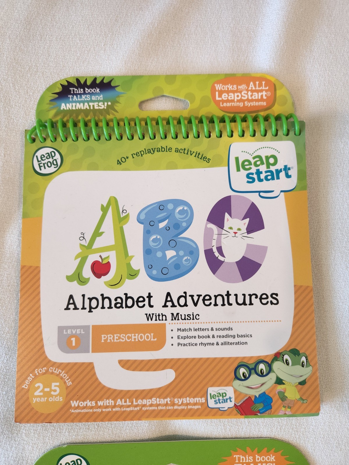 2 Leap Frog Leap Start Level 1 2-5 yr. olds Books Alphabet Adventures & Animals