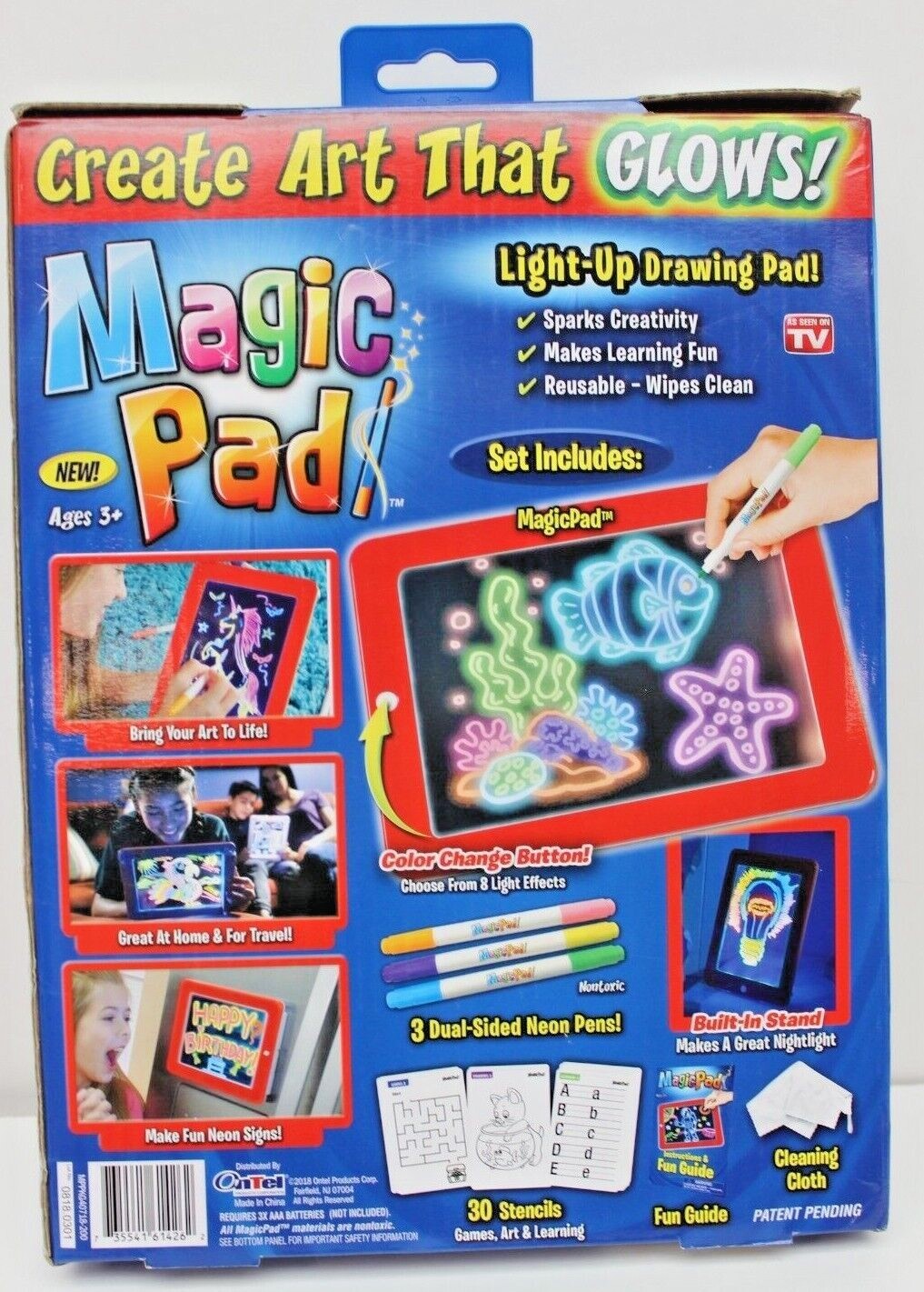 As Seen On TV MAGIC PAD Light-Up Drawing Pad! Create Art That Glows Ages 3+ NIB
