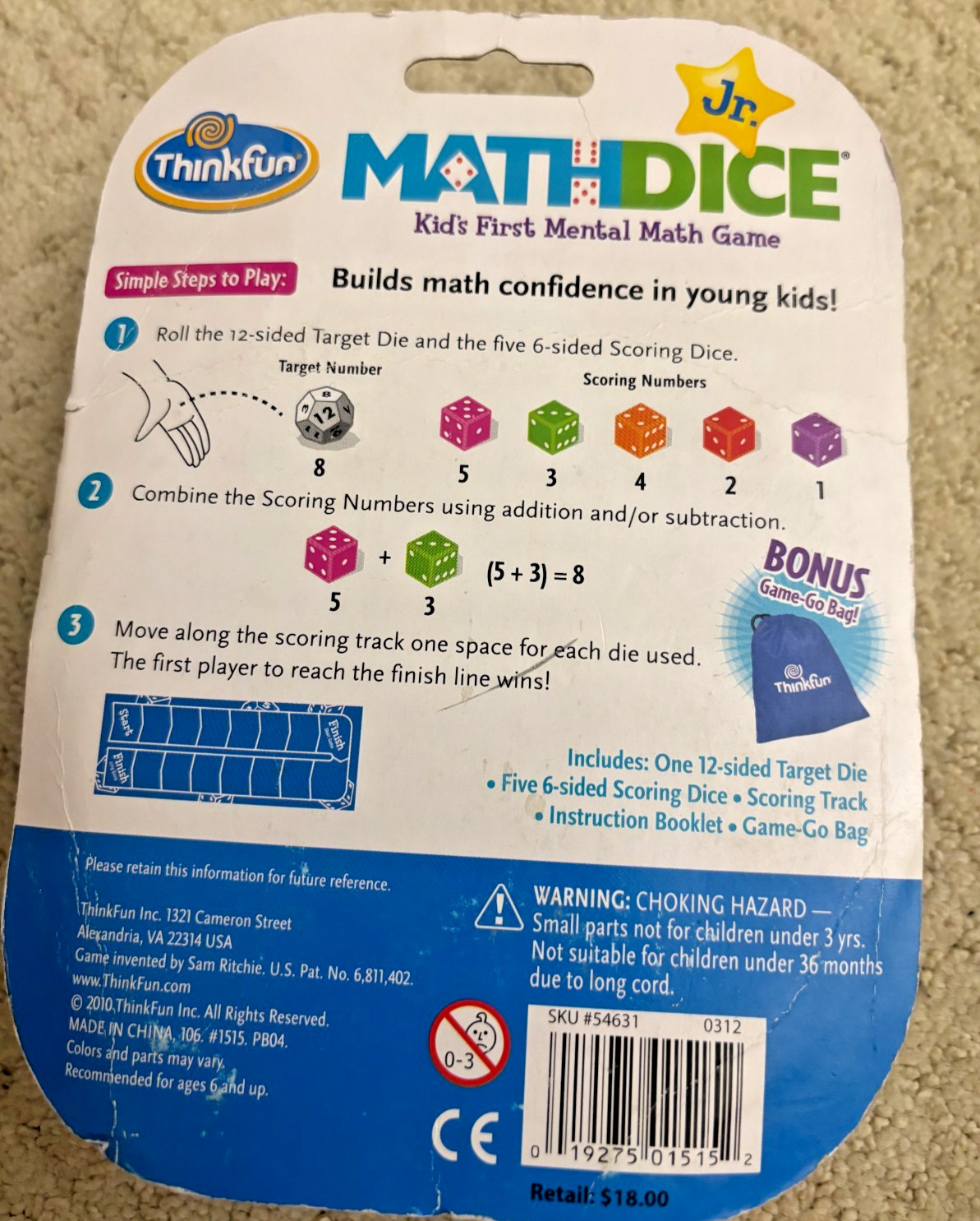 ThinkFun Math Dice Junior Game for Boys and Girls Age 6 and Up – 1515