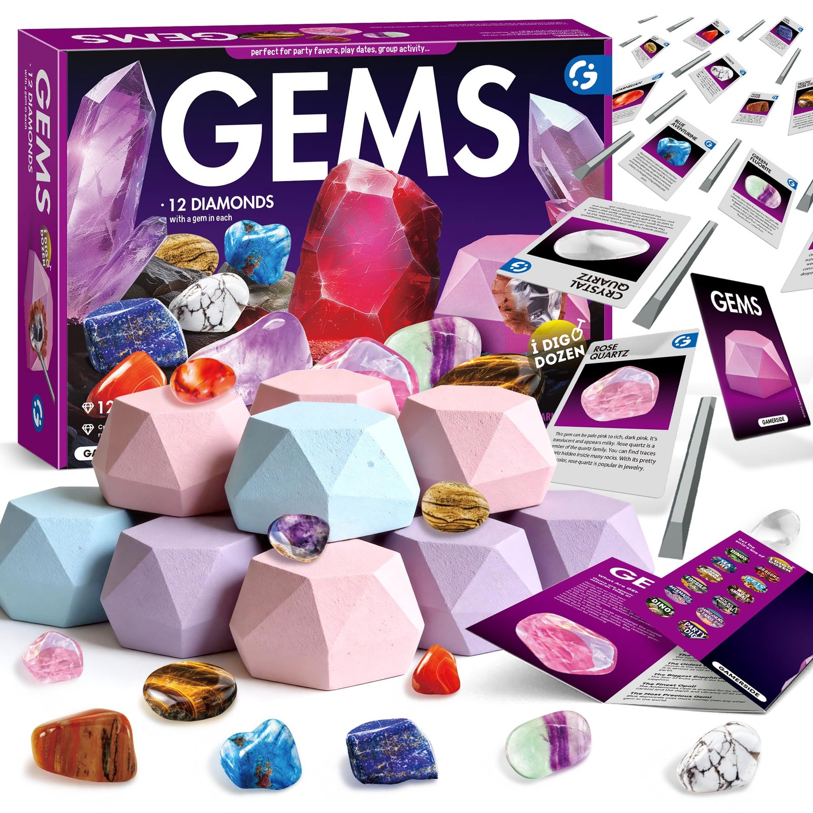 Gemstone Dig Kit, Dig Up 12 Real Rocks and Minerals, Gem Digging Kit, Toy Geo…
