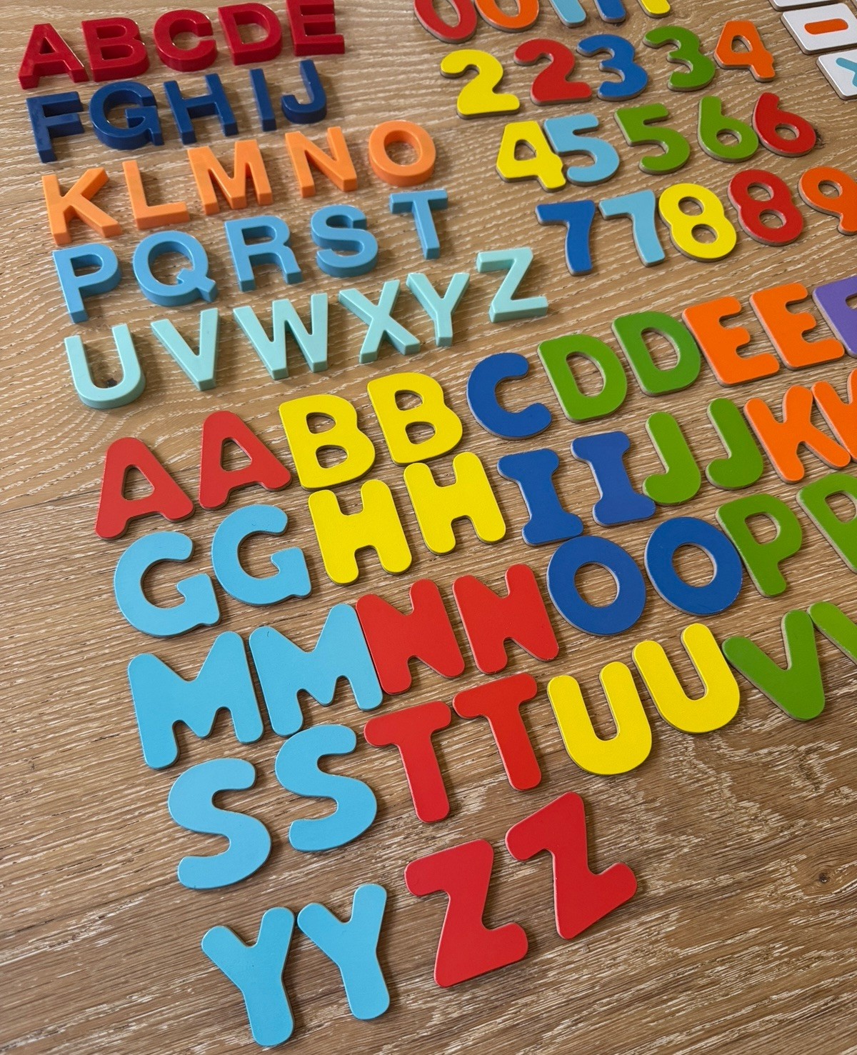 Set of 130 Mixed Material Alphabet Letters & Numbers Kids Fridge Play Magnets