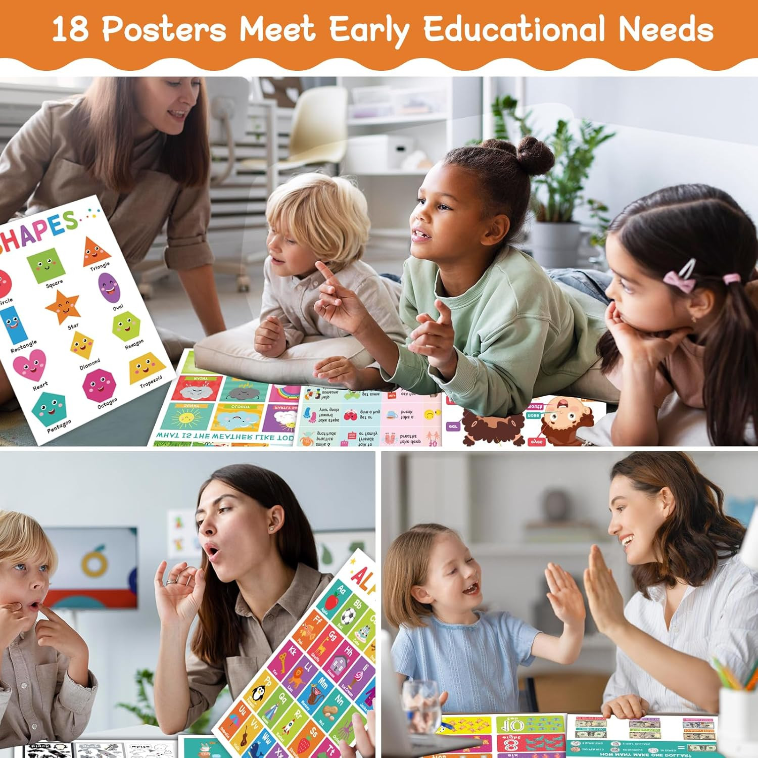 18 Educational Posters for Toddlers and Preschoolers ABC Alphabet Wall Decor for