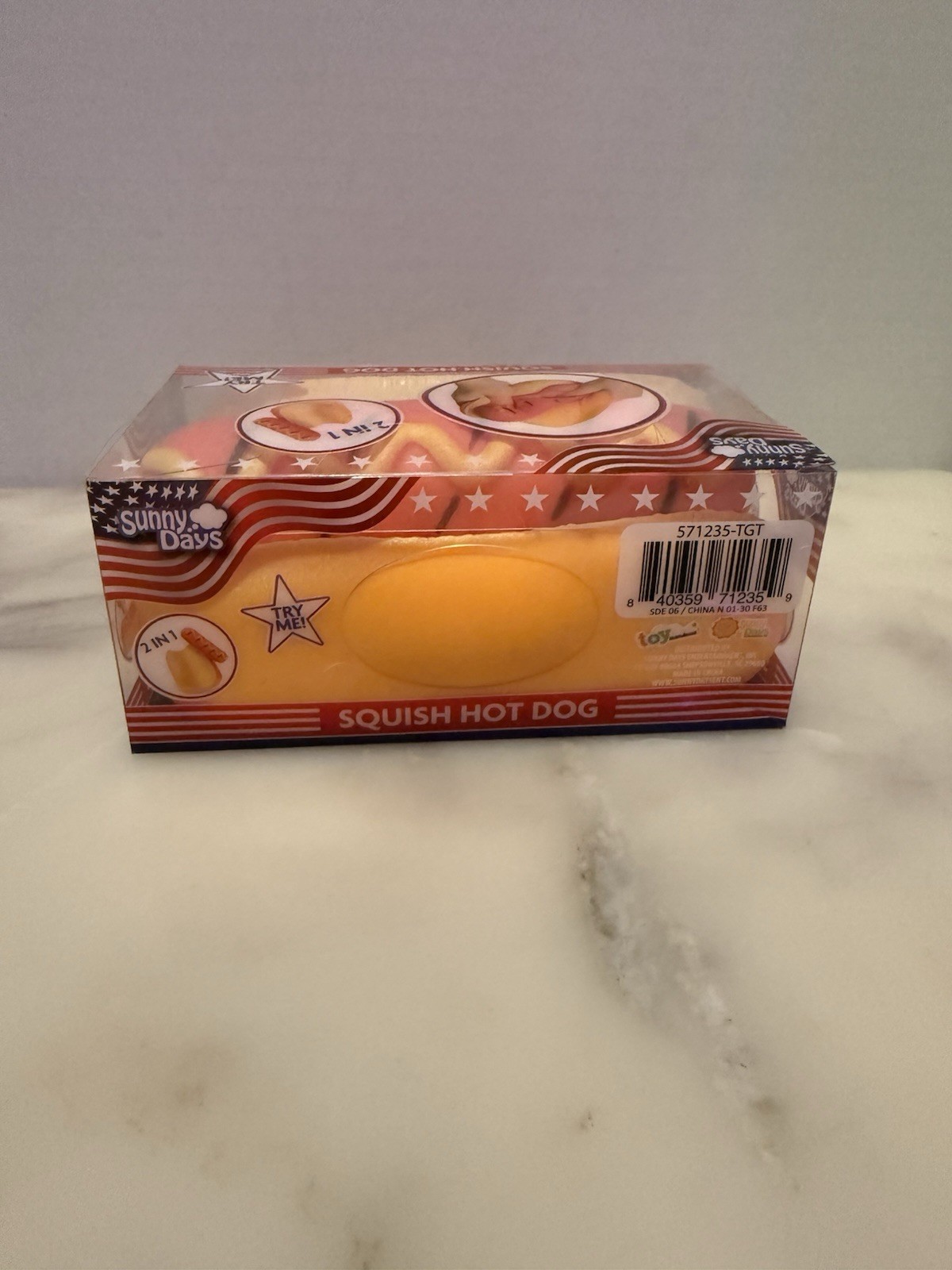 Sunny Days Jumbo Hot Dog Bun Squeeezy Squishy Toy Sensory Viral Squeezy Hotdog