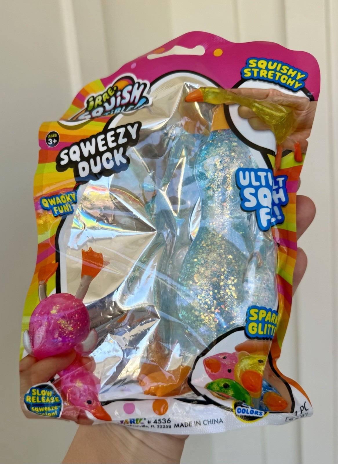 New Squishy Sensory Toy Sugar Glitter BL Duck JARU 6″ Firm Squeeze TikTok