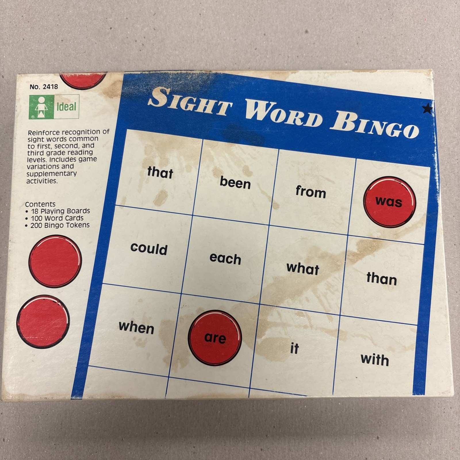 1985 Ideal School Supply Sight Word Bingo N0. 2418 Dolch Fry Fry’s List