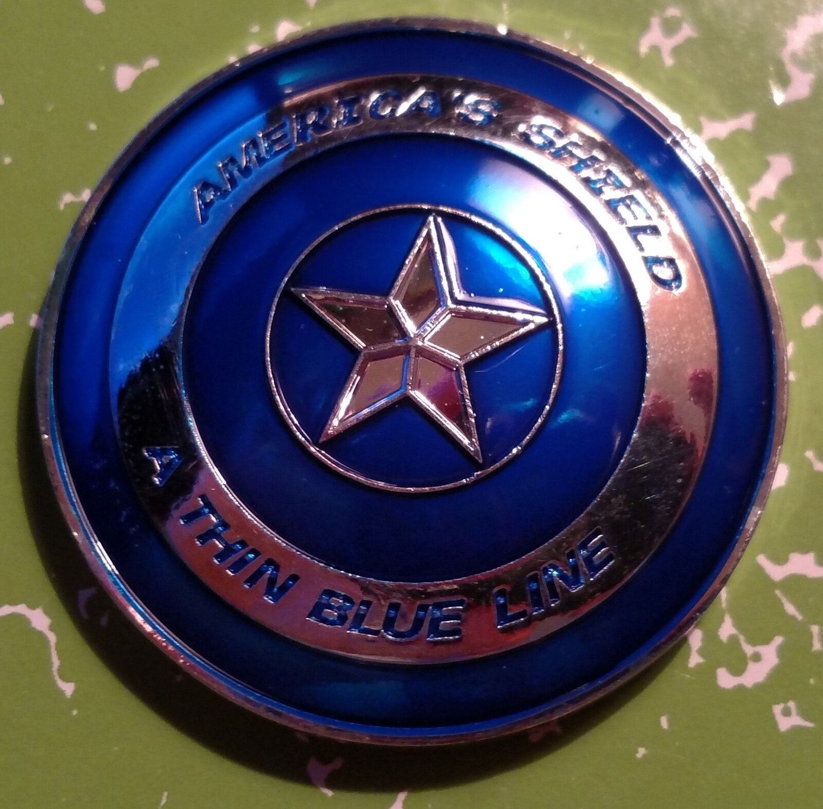 AMERICA’S SHIELD – A THIN BLUE LINE – BLUE LIVES MATTER COLORIZED SHIELD-SHAPED