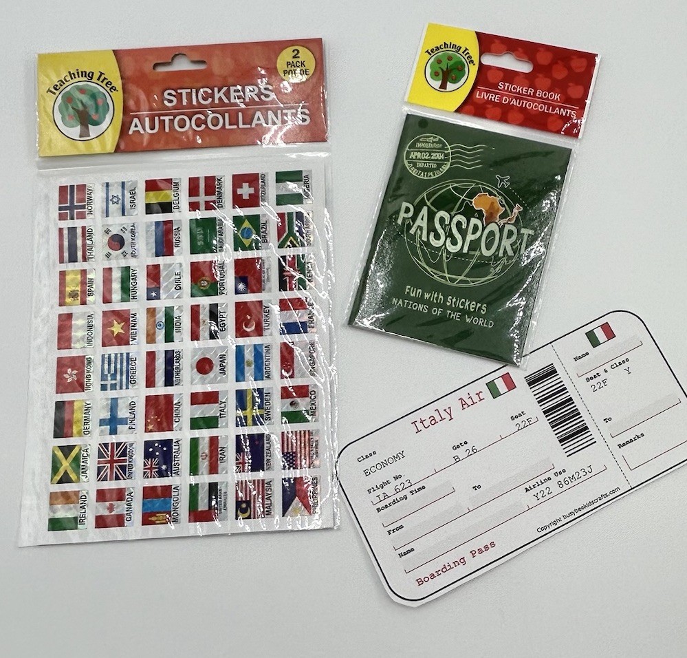 Teaching Tree Toy Passport And Stickers With Ticket To Italy