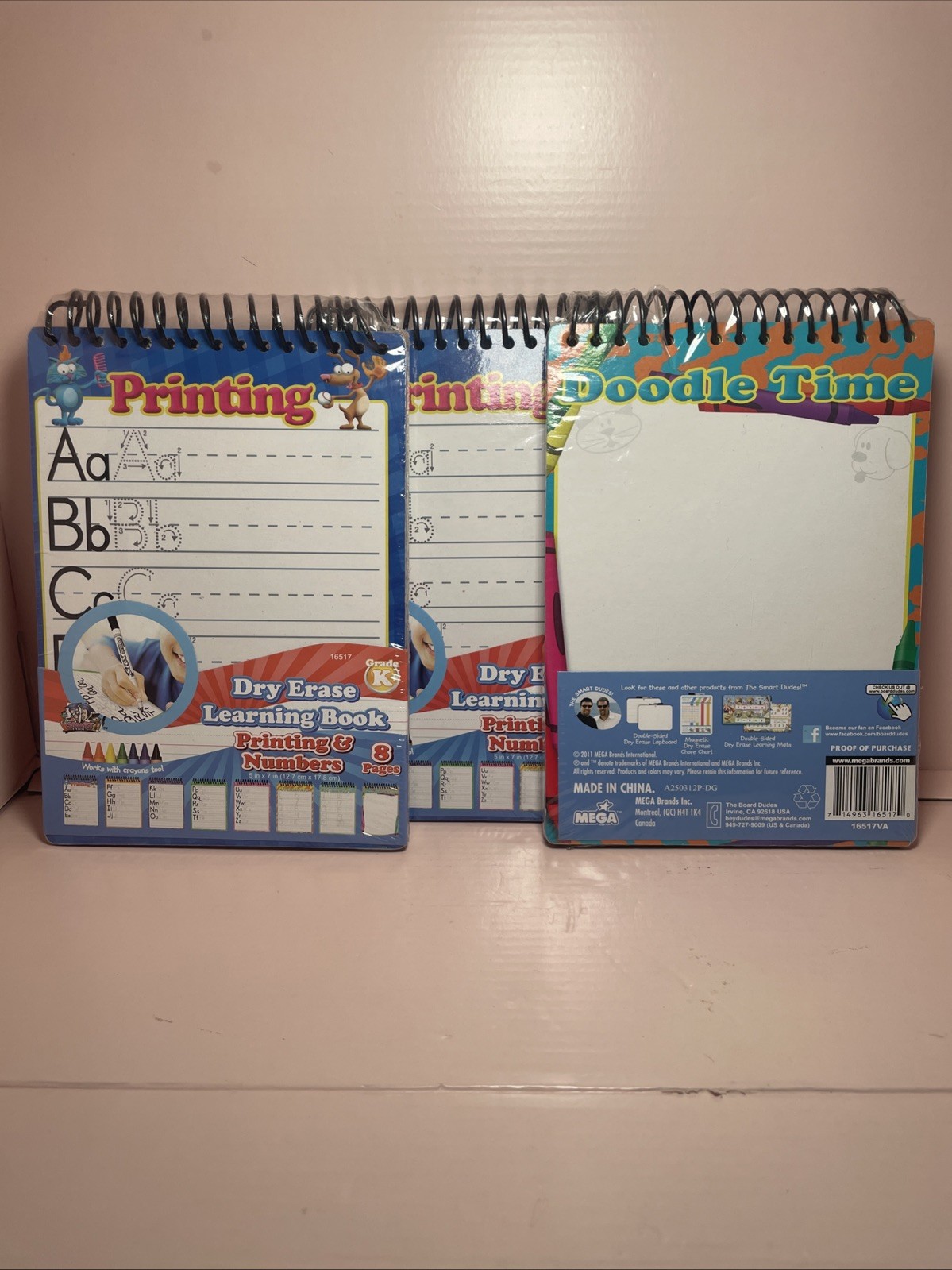 Home Schooling Lot Of 3 K Dry Erase Printing Numbers Learning Book-use Crayons