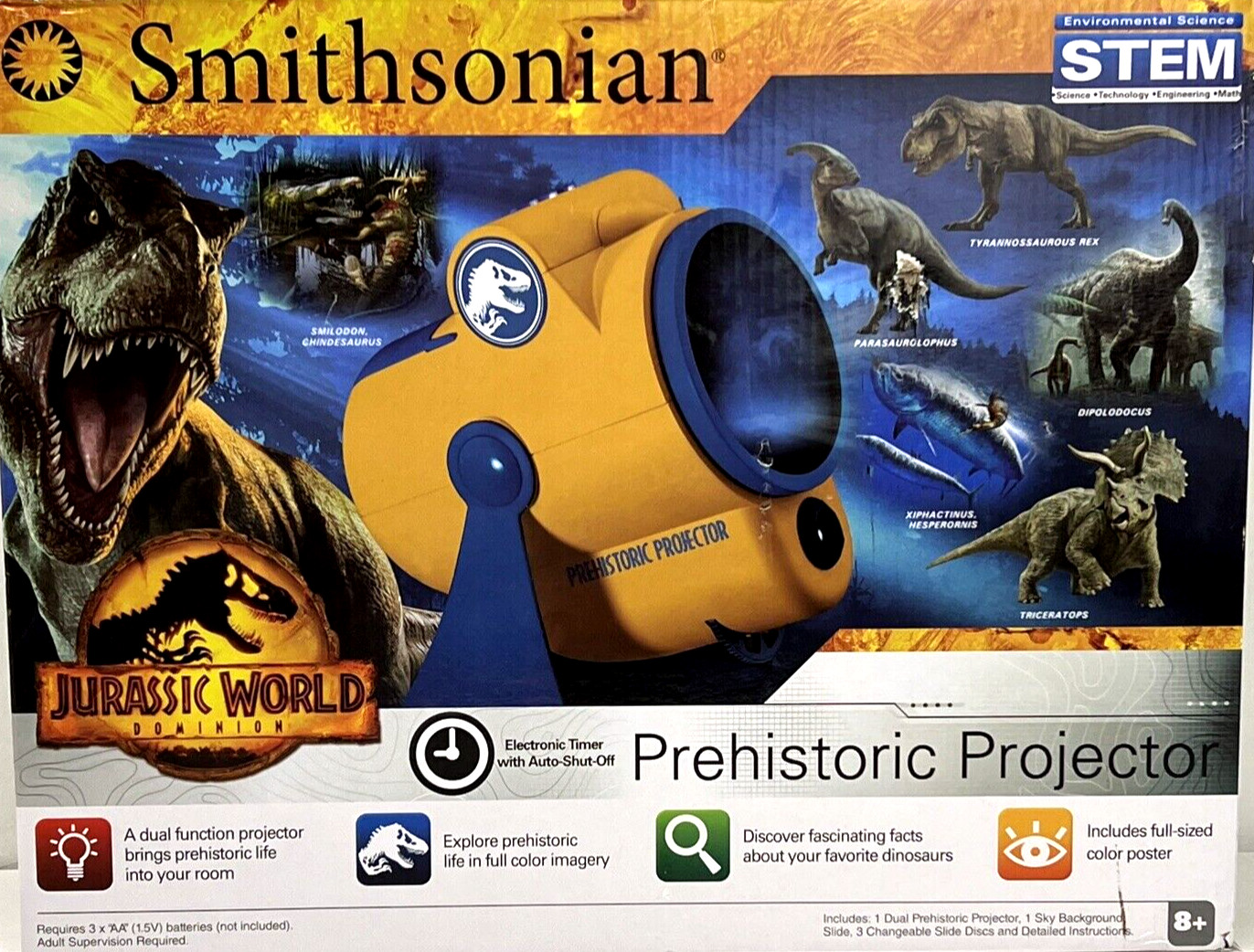 Smithsonian Jurassic World Dominion Prehistoric Dinosaur Room Projector Science