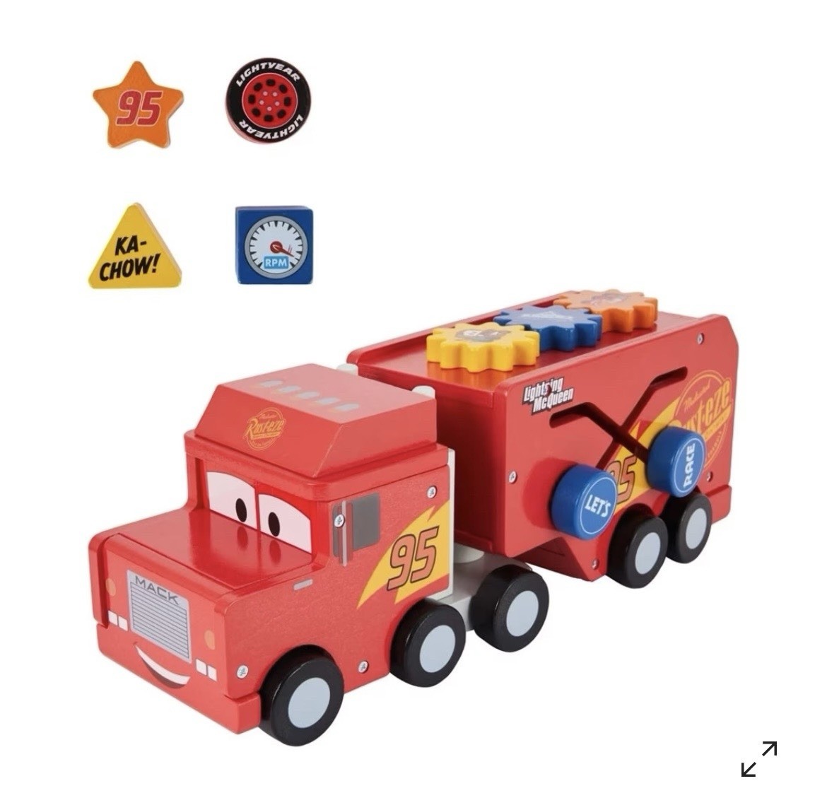 Disney Pixar Cars Wooden Shape Sorter Truck Toddler Toy Lightning McQueen