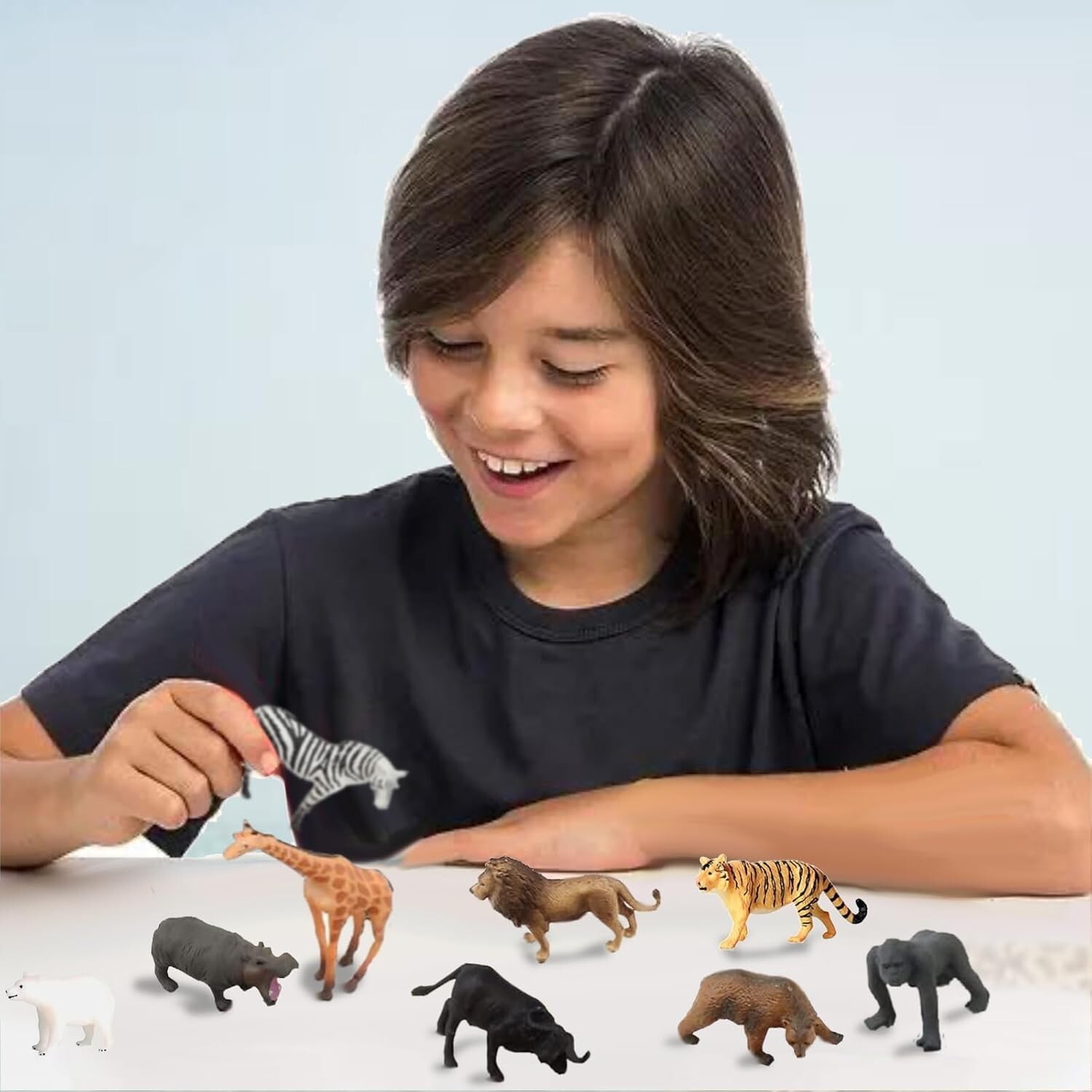 12 Pcs Mini Safari Animals Figures Toys, Realistic Jungle Zoo Animal Figurines