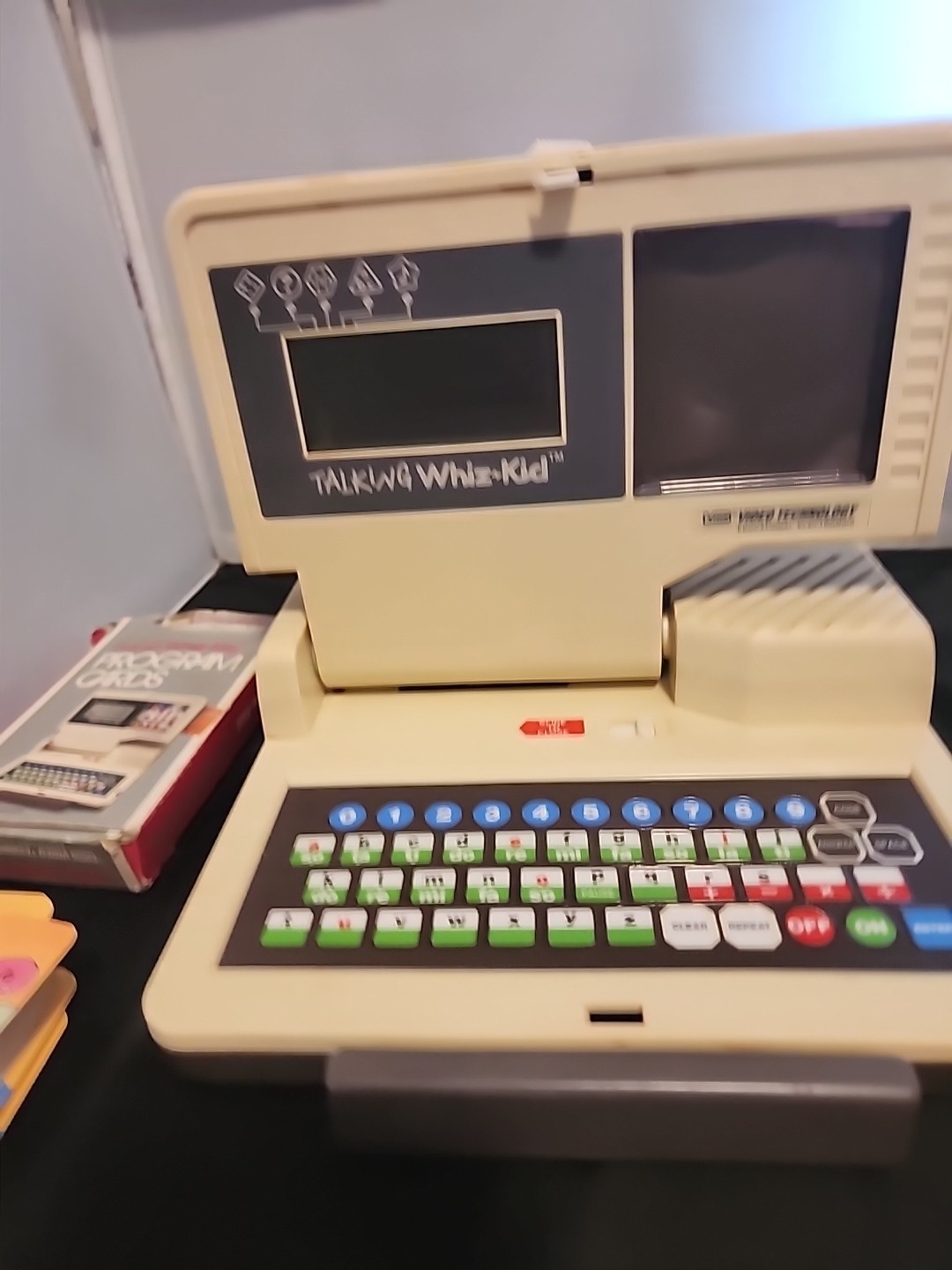 VTECH -Vintage 1987 Talking Whiz Kid Toy Computer w/ 50 Cards TESTED but Faulty