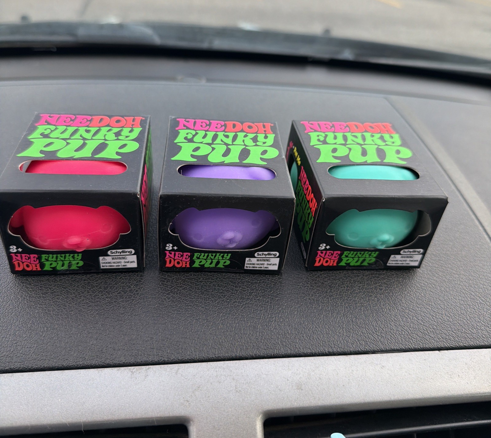 Schilling NeeDoh Funky Pup Lot Of 3 – New Unopened – Teal Pink & Purple