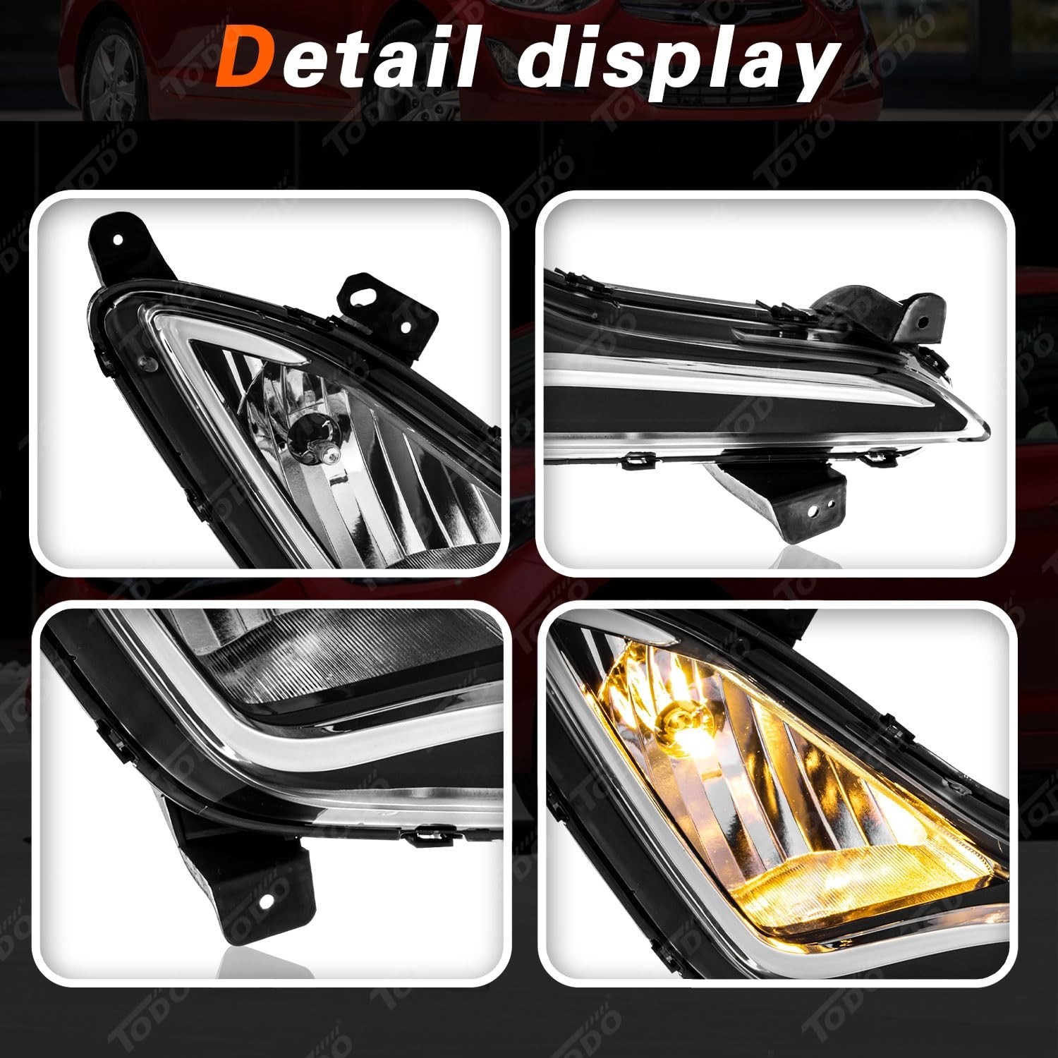 TODO Fog Lights Compatible With 2014-2016 Hyundai Elantra 92201-3X210 92202-3…