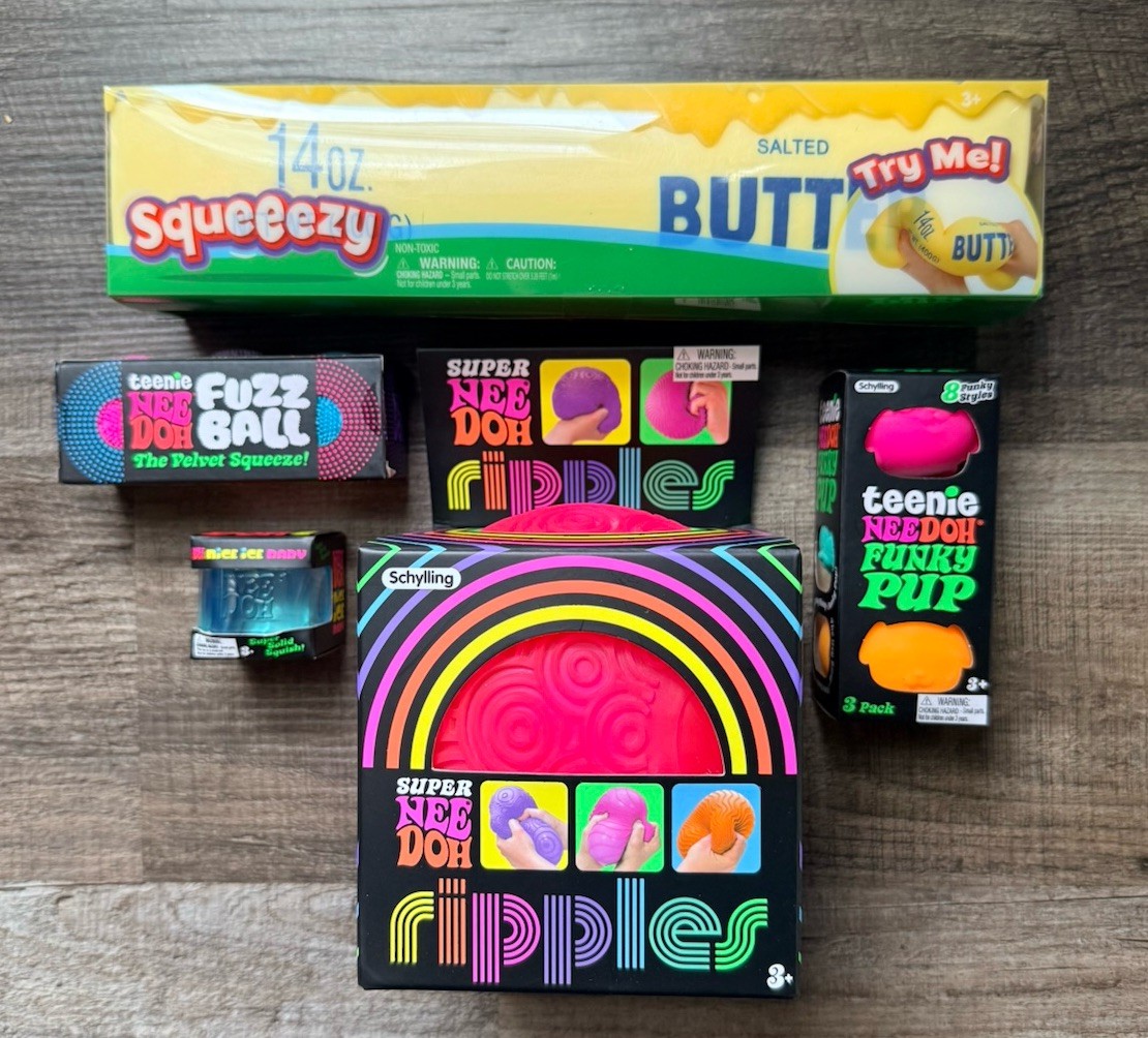 NEE DOH &Sensory Fidget Toy Collector Lot -Ripples, Cube, Pups, Fuzz & Butter